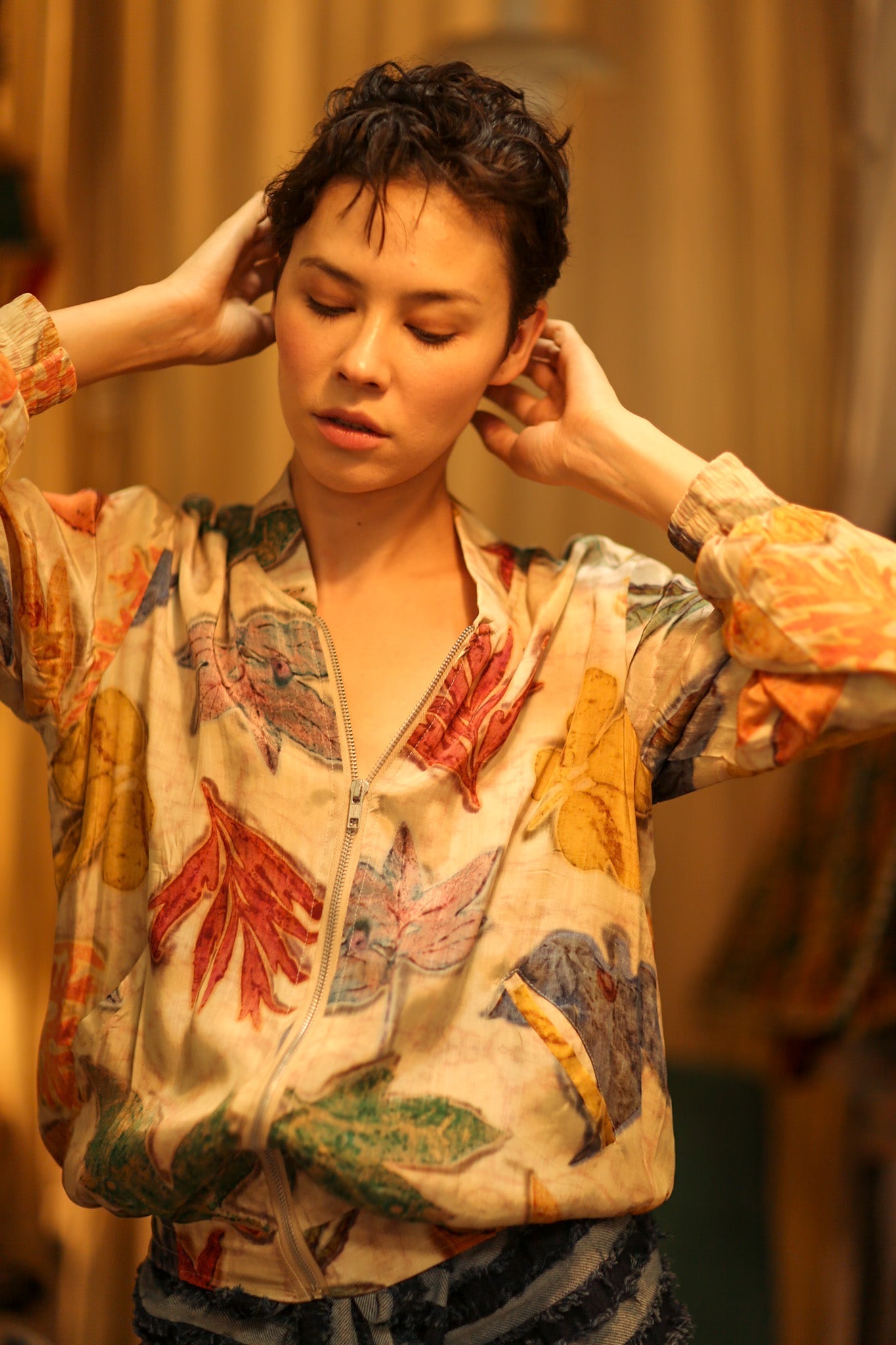 SILK BLOCK PRINT BOMBER JACKET ANCHA PRESSED FLOWERS - MOMO STUDIO BERLIN - Berlin Concept Store - sustainable & ethical fashion