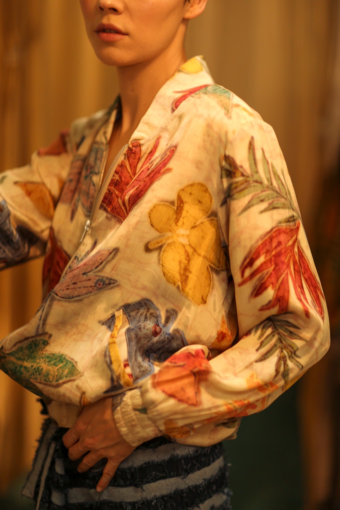 SILK BLOCK PRINT BOMBER JACKET ANCHA PRESSED FLOWERS - MOMO STUDIO BERLIN - Berlin Concept Store - sustainable & ethical fashion