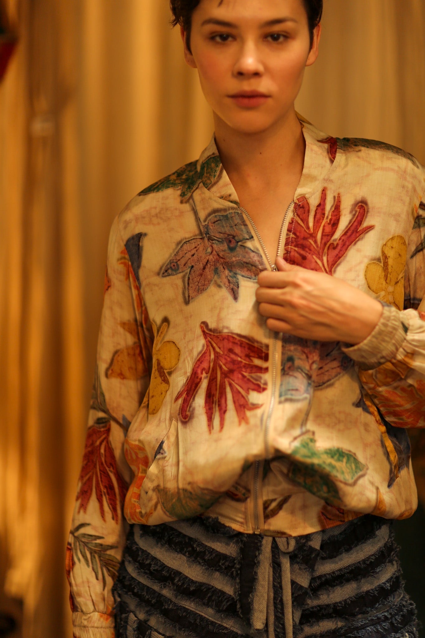 SILK BLOCK PRINT BOMBER JACKET ANCHA PRESSED FLOWERS - MOMO STUDIO BERLIN - Berlin Concept Store - sustainable & ethical fashion