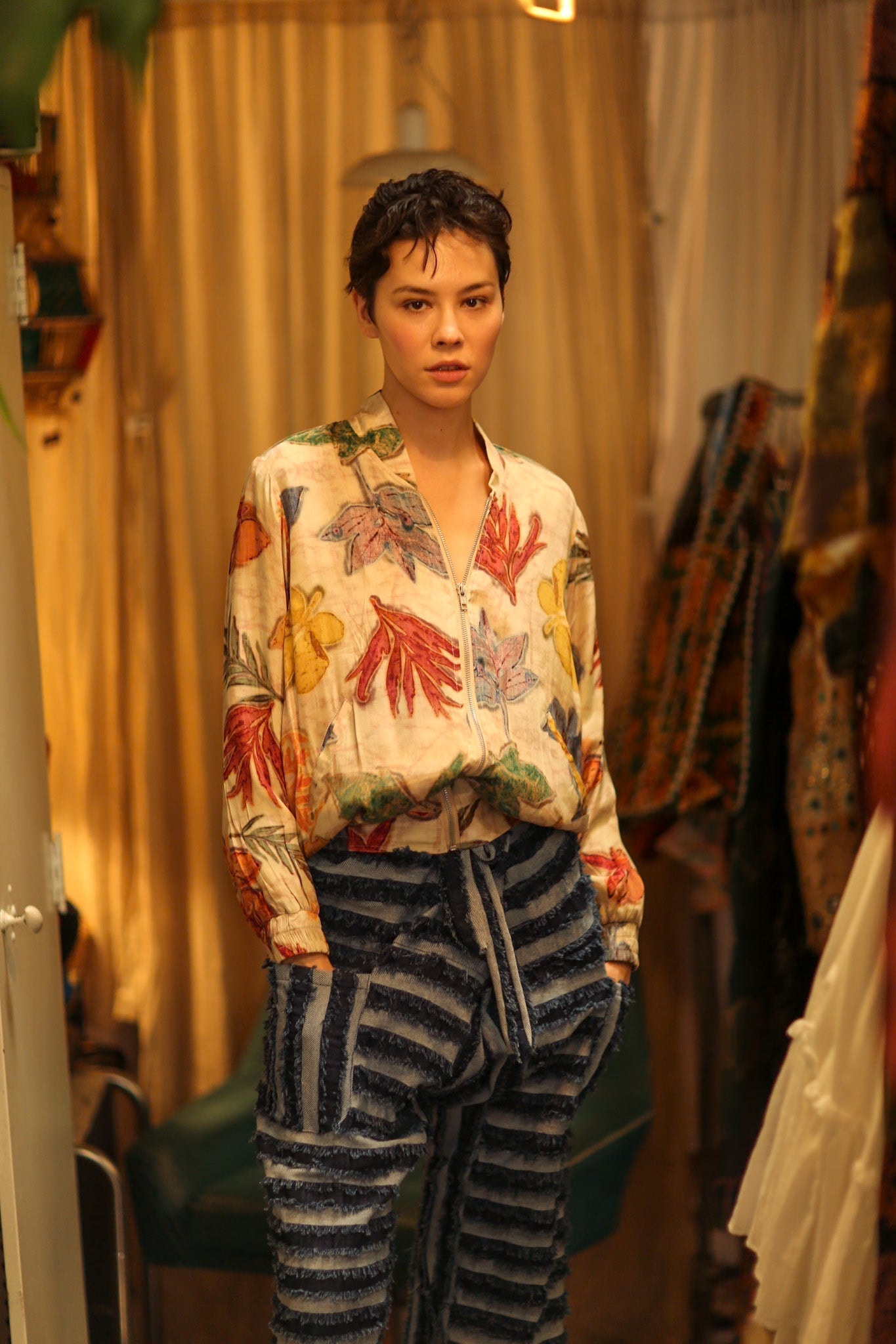 SILK BLOCK PRINT BOMBER JACKET ANCHA PRESSED FLOWERS - MOMO STUDIO BERLIN - Berlin Concept Store - sustainable & ethical fashion