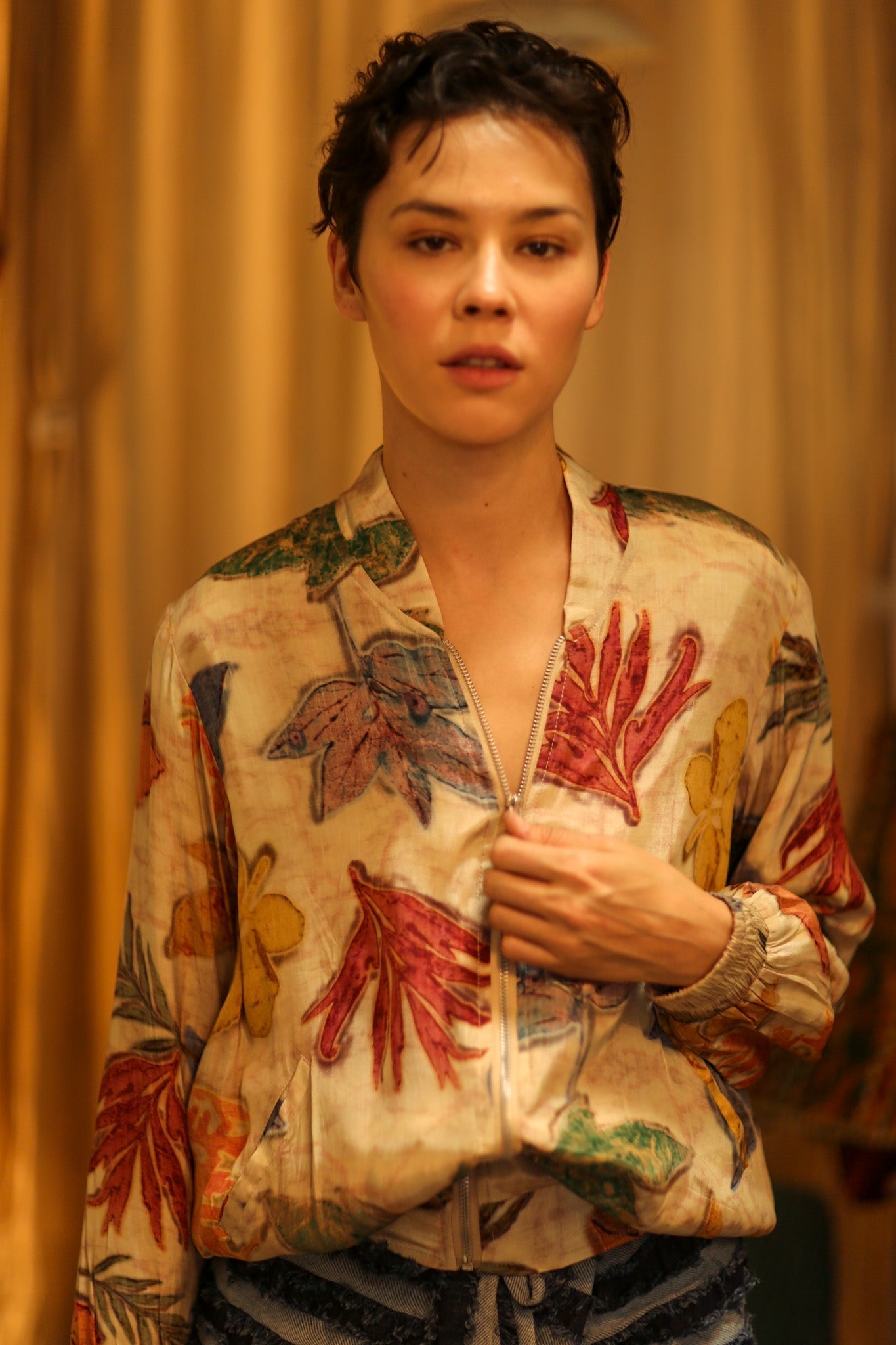SILK BLOCK PRINT BOMBER JACKET ANCHA PRESSED FLOWERS - MOMO STUDIO BERLIN - Berlin Concept Store - sustainable & ethical fashion