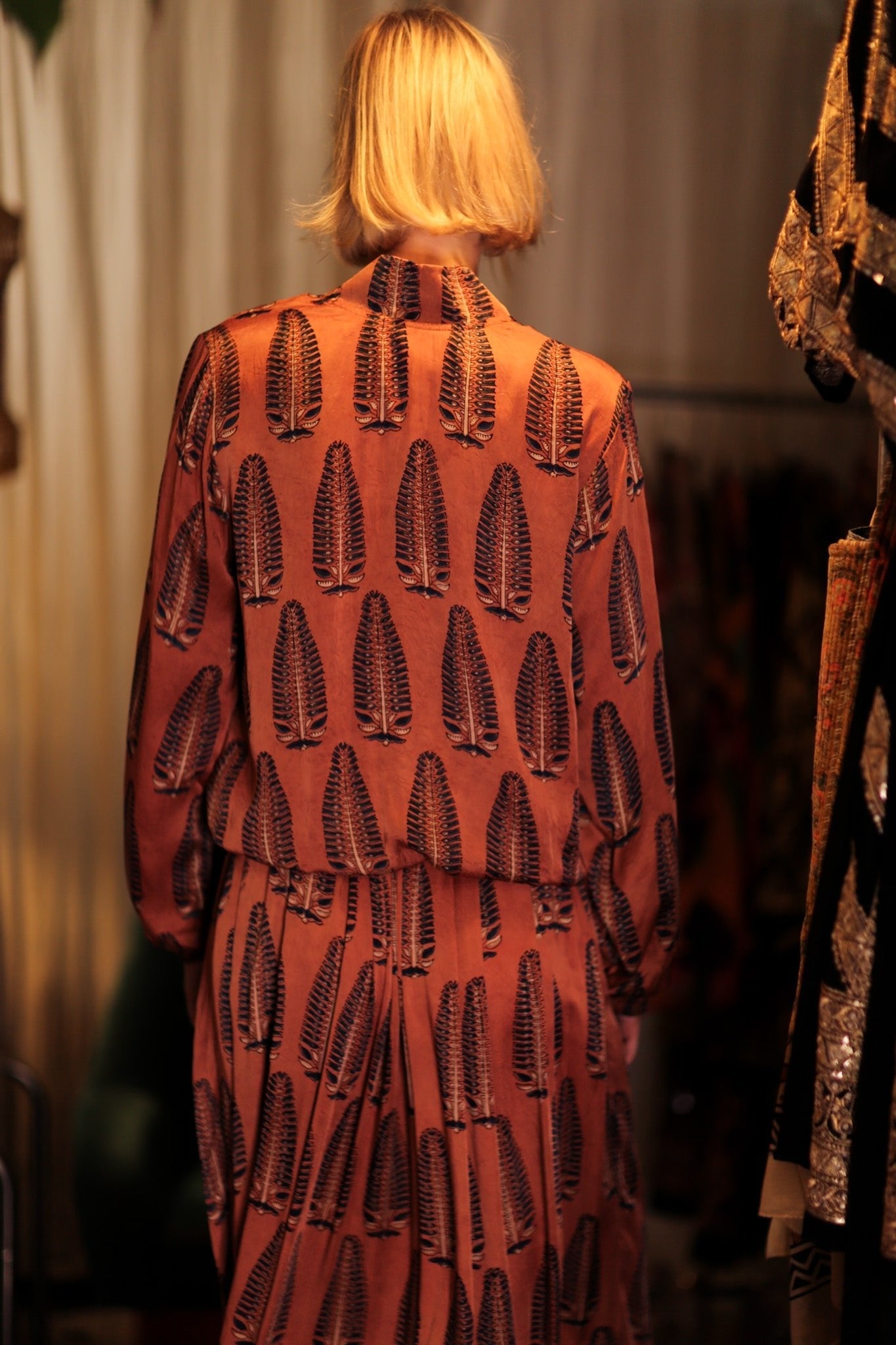 SILK BOMBER JACKET ANCHA BROWN LEAFES - MOMO STUDIO BERLIN - Berlin Concept Store - sustainable & ethical fashion
