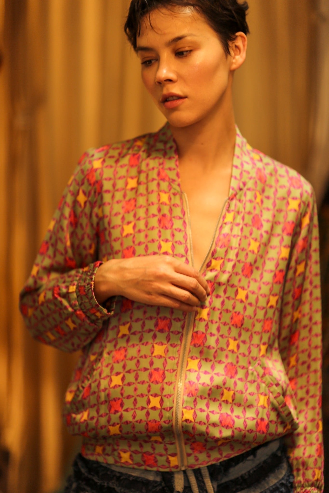 SILK BOMBER JACKET ANCHA GEOMETRIC - MOMO STUDIO BERLIN - Berlin Concept Store - sustainable & ethical fashion