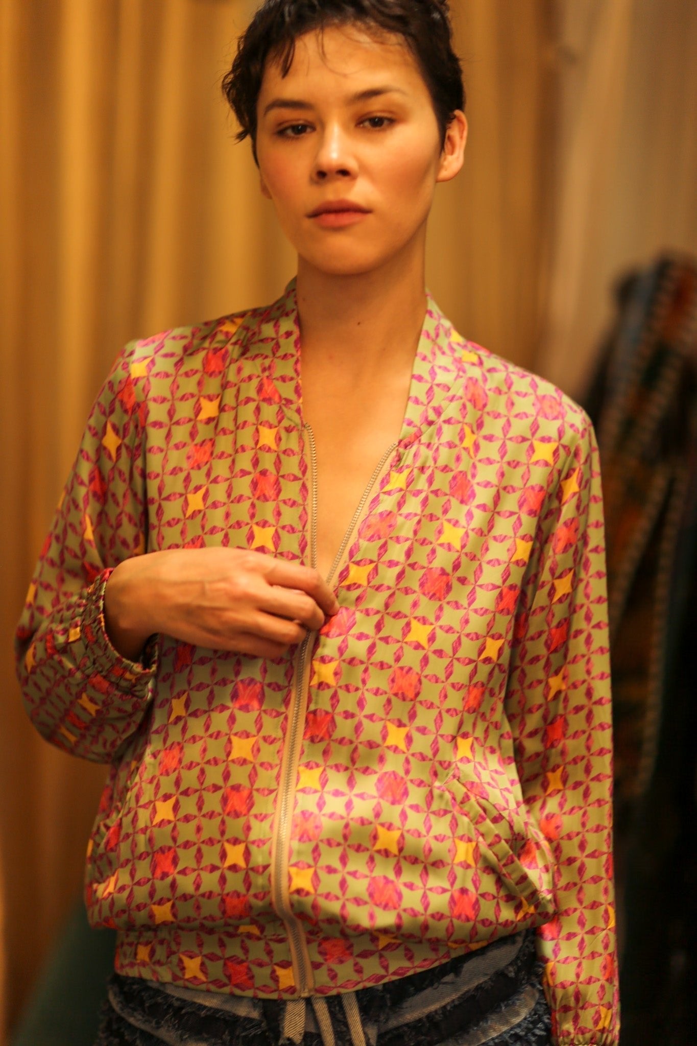 SILK BOMBER JACKET ANCHA GEOMETRIC - MOMO STUDIO BERLIN - Berlin Concept Store - sustainable & ethical fashion