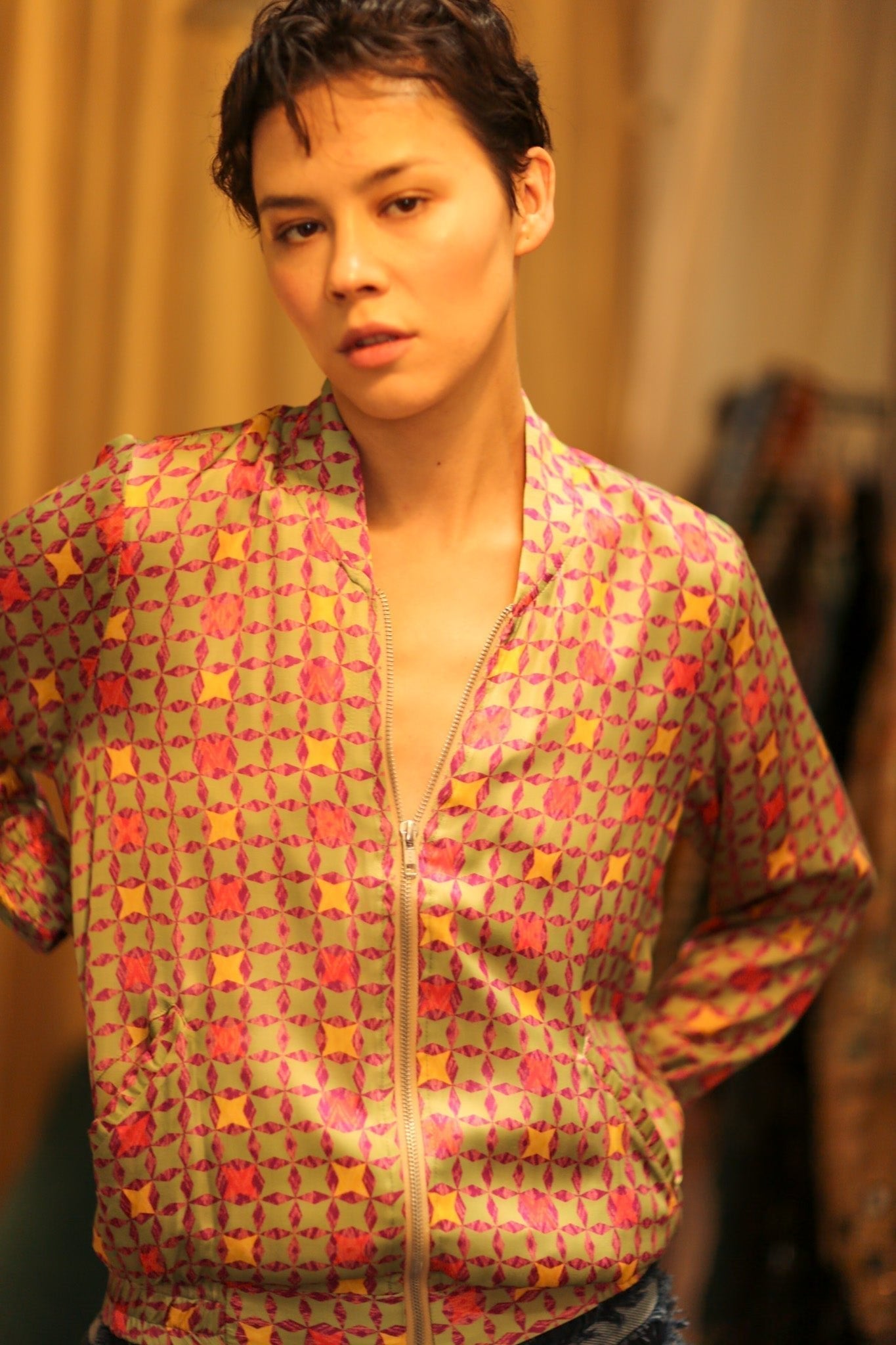 SILK BOMBER JACKET ANCHA GEOMETRIC - MOMO STUDIO BERLIN - Berlin Concept Store - sustainable & ethical fashion
