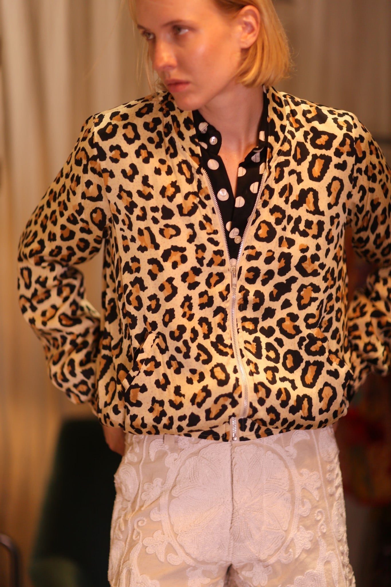 SILK BOMBER JACKET ANCHA LEO PRINT - MOMO STUDIO BERLIN - Berlin Concept Store - sustainable & ethical fashion