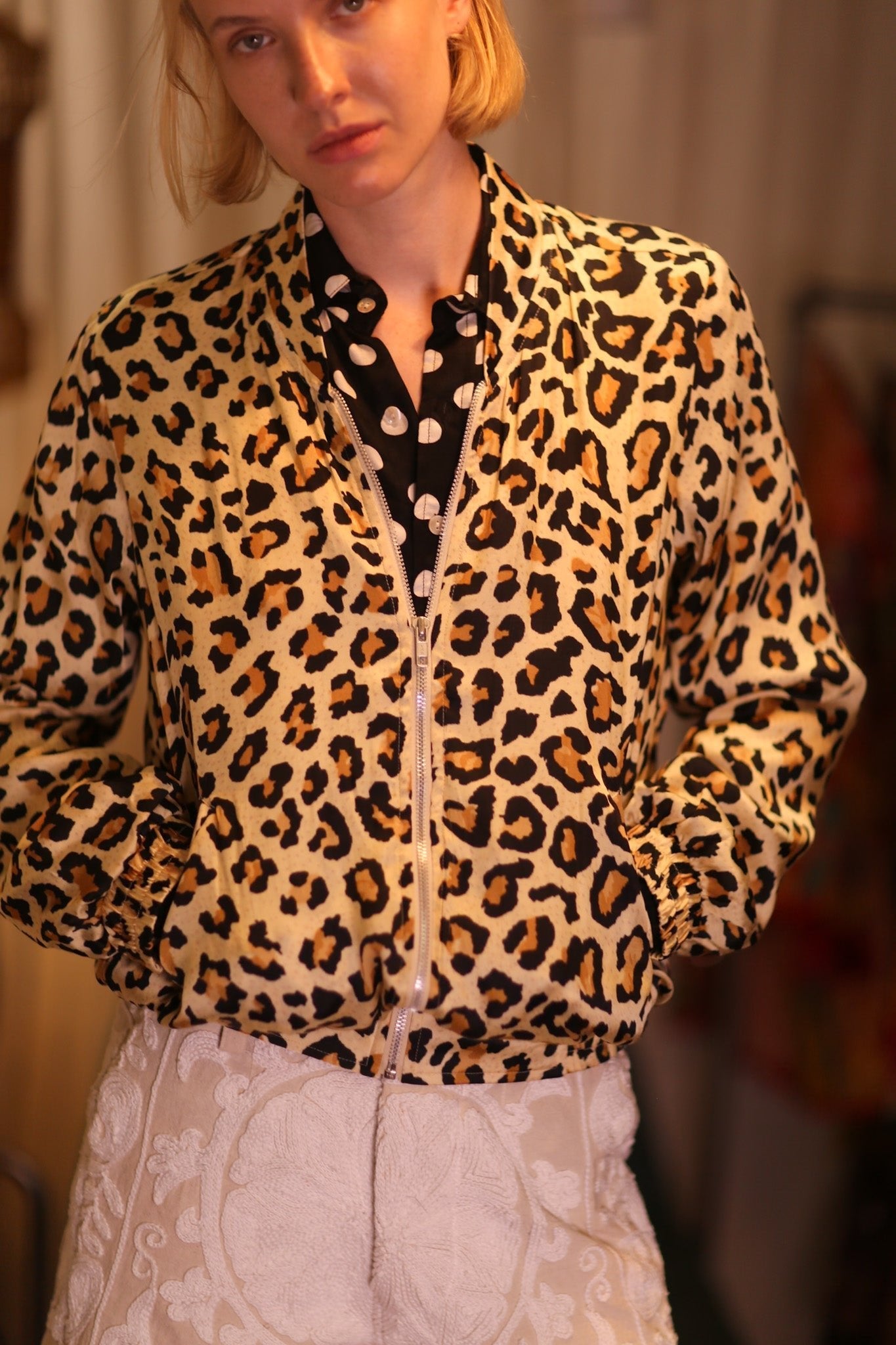 SILK BOMBER JACKET ANCHA LEO PRINT - MOMO STUDIO BERLIN - Berlin Concept Store - sustainable & ethical fashion