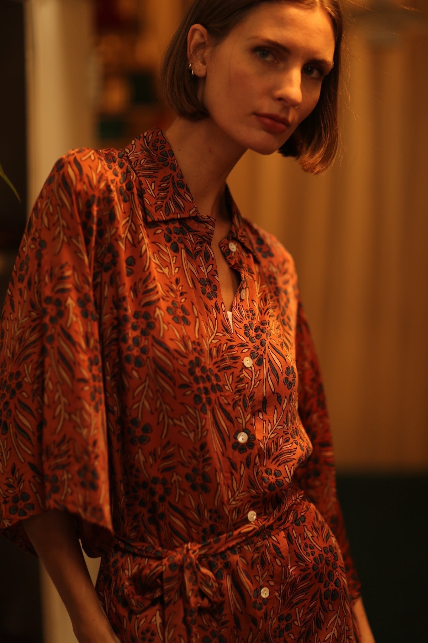 SILK DRESS FATOU HAND BLOCK PRINT - MOMO STUDIO BERLIN - Berlin Concept Store - sustainable & ethical fashion