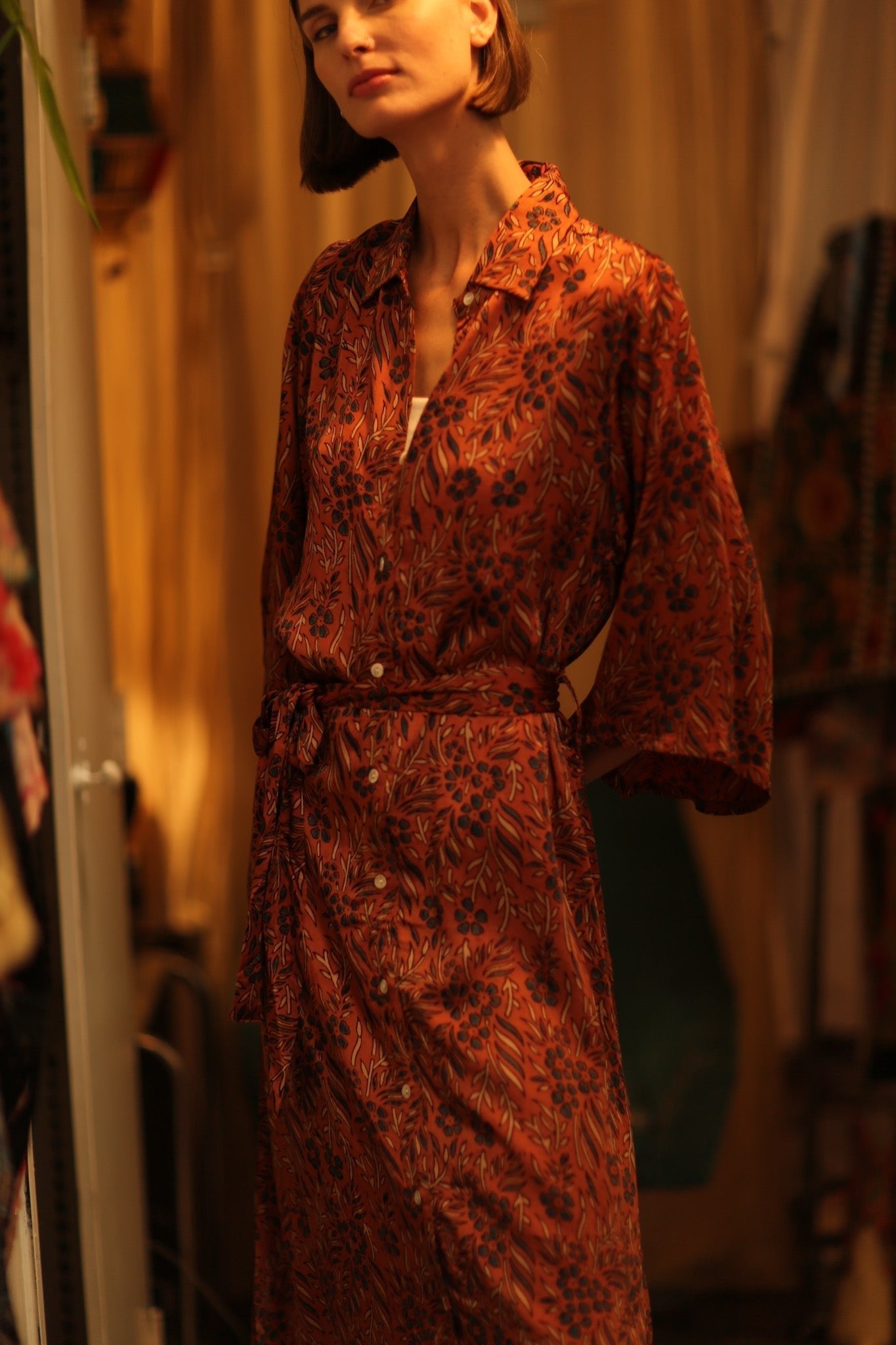 SILK DRESS FATOU HAND BLOCK PRINT - MOMO STUDIO BERLIN - Berlin Concept Store - sustainable & ethical fashion