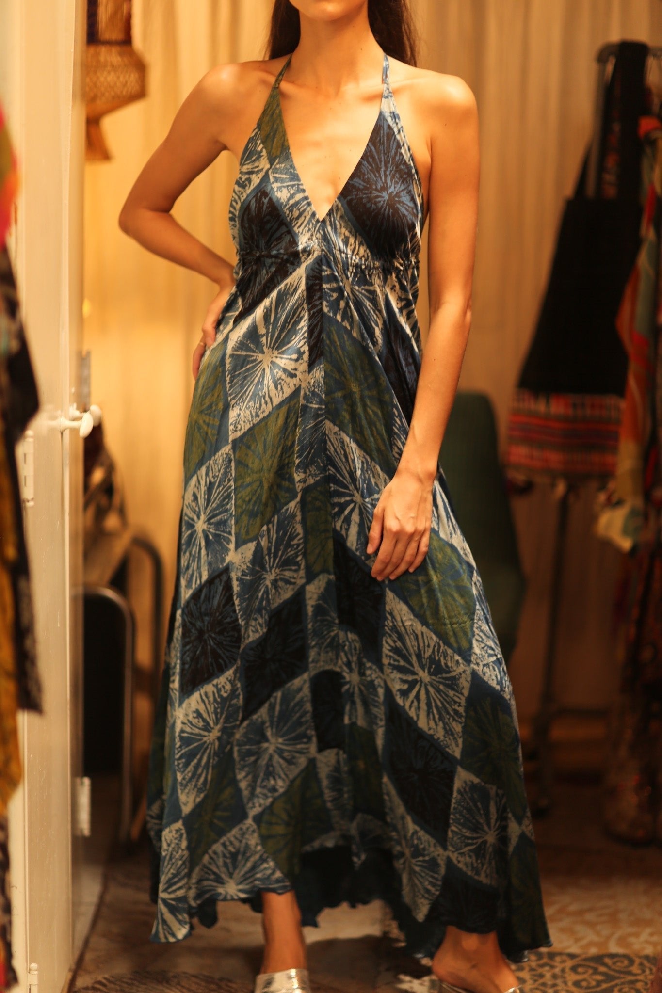 SILK DRESS HANNAH BLUE PAINTER EDIT - MOMO STUDIO BERLIN - Berlin Concept Store - sustainable & ethical fashion