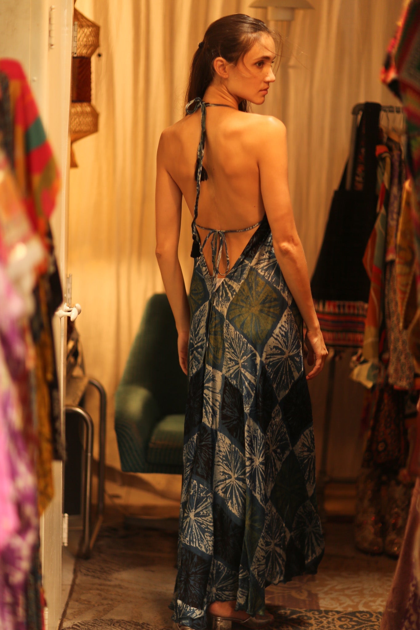 SILK DRESS HANNAH BLUE PAINTER EDIT - MOMO STUDIO BERLIN - Berlin Concept Store - sustainable & ethical fashion