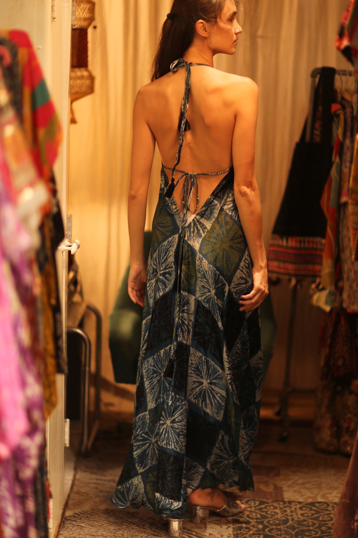 SILK DRESS HANNAH BLUE PAINTER EDIT - MOMO STUDIO BERLIN - Berlin Concept Store - sustainable & ethical fashion