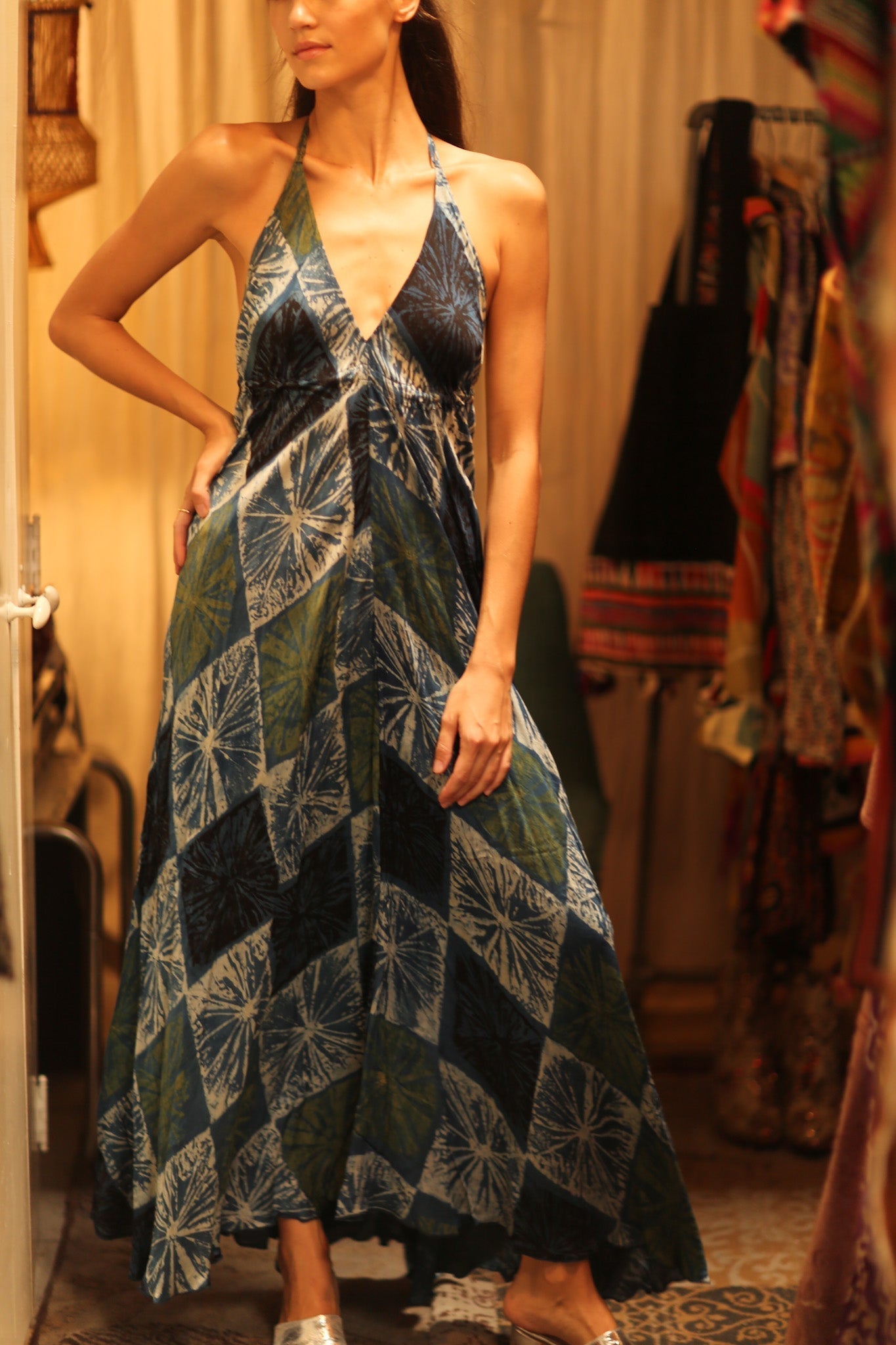 SILK DRESS HANNAH BLUE PAINTER EDIT - MOMO STUDIO BERLIN - Berlin Concept Store - sustainable & ethical fashion