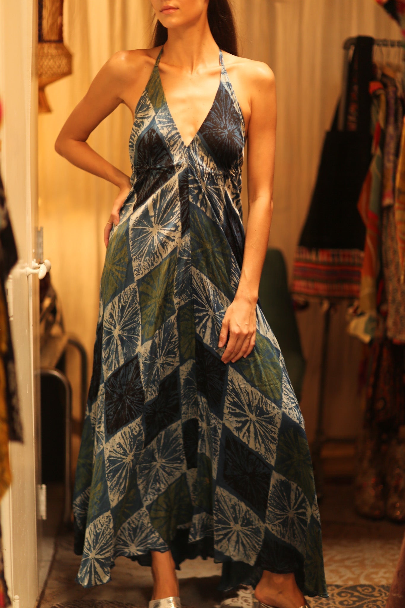 SILK DRESS HANNAH BLUE PAINTER EDIT - MOMO STUDIO BERLIN - Berlin Concept Store - sustainable & ethical fashion