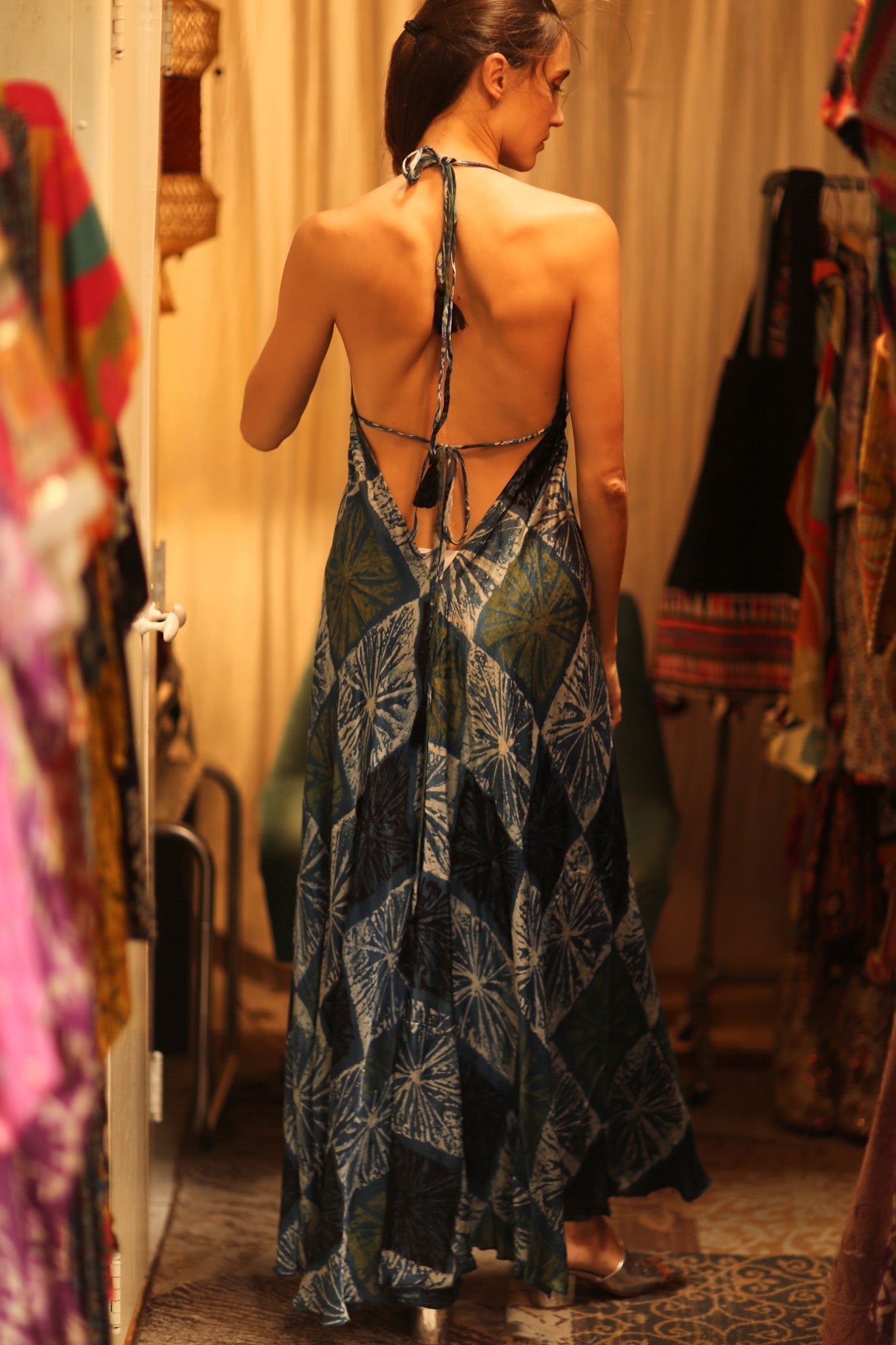 SILK DRESS HANNAH BLUE PAINTER EDIT - MOMO STUDIO BERLIN - Berlin Concept Store - sustainable & ethical fashion
