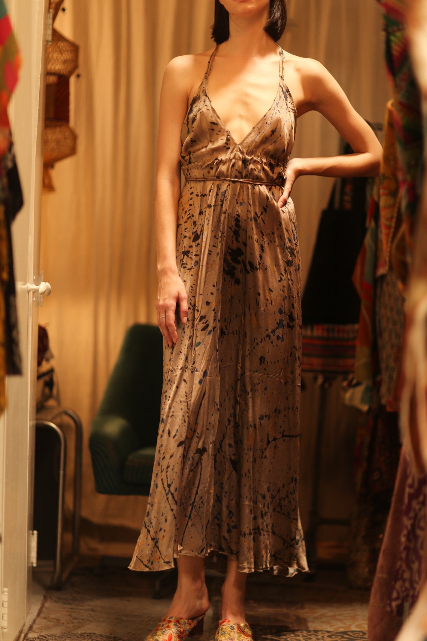 SILK DRESS HANNAH GREY PAINTER EDIT - MOMO STUDIO BERLIN - Berlin Concept Store - sustainable & ethical fashion