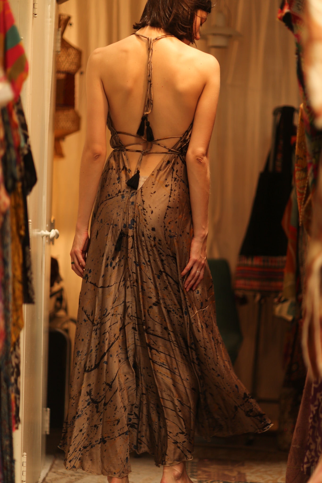 SILK DRESS HANNAH GREY PAINTER EDIT - MOMO STUDIO BERLIN - Berlin Concept Store - sustainable & ethical fashion
