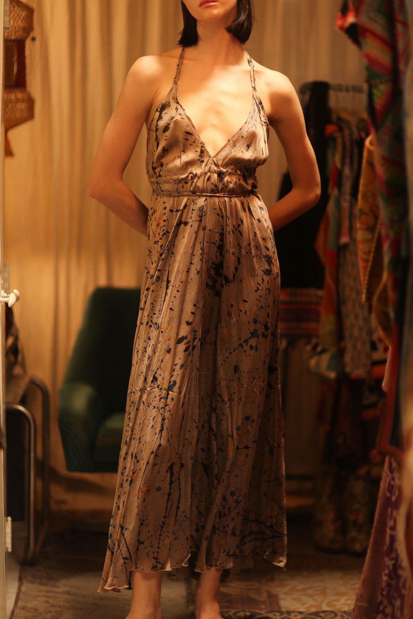 SILK DRESS HANNAH GREY PAINTER EDIT - MOMO STUDIO BERLIN - Berlin Concept Store - sustainable & ethical fashion