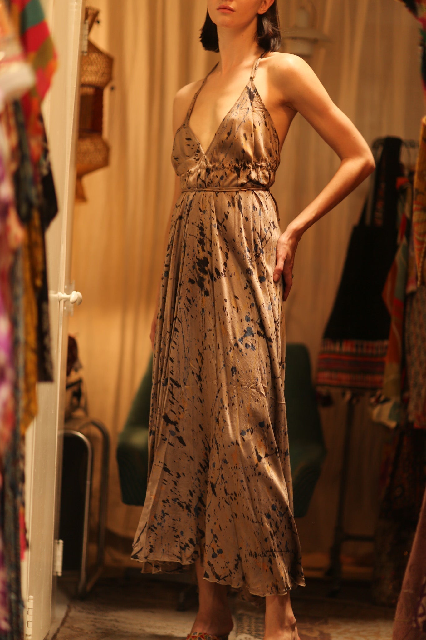 SILK DRESS HANNAH GREY PAINTER EDIT - MOMO STUDIO BERLIN - Berlin Concept Store - sustainable & ethical fashion