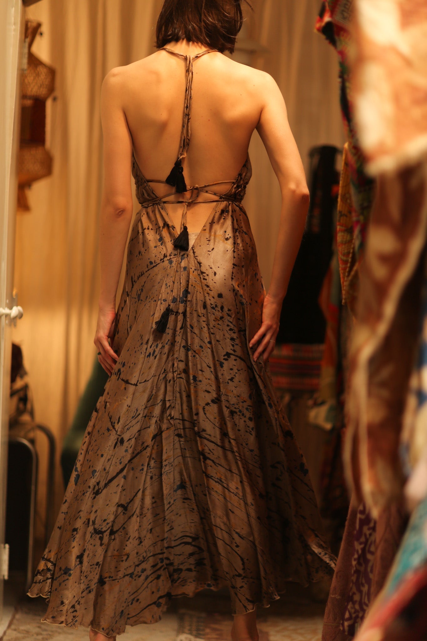 SILK DRESS HANNAH GREY PAINTER EDIT - MOMO STUDIO BERLIN - Berlin Concept Store - sustainable & ethical fashion