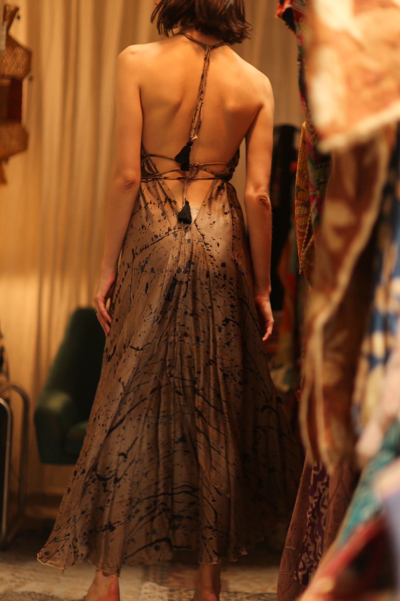 SILK DRESS HANNAH GREY PAINTER EDIT - MOMO STUDIO BERLIN - Berlin Concept Store - sustainable & ethical fashion