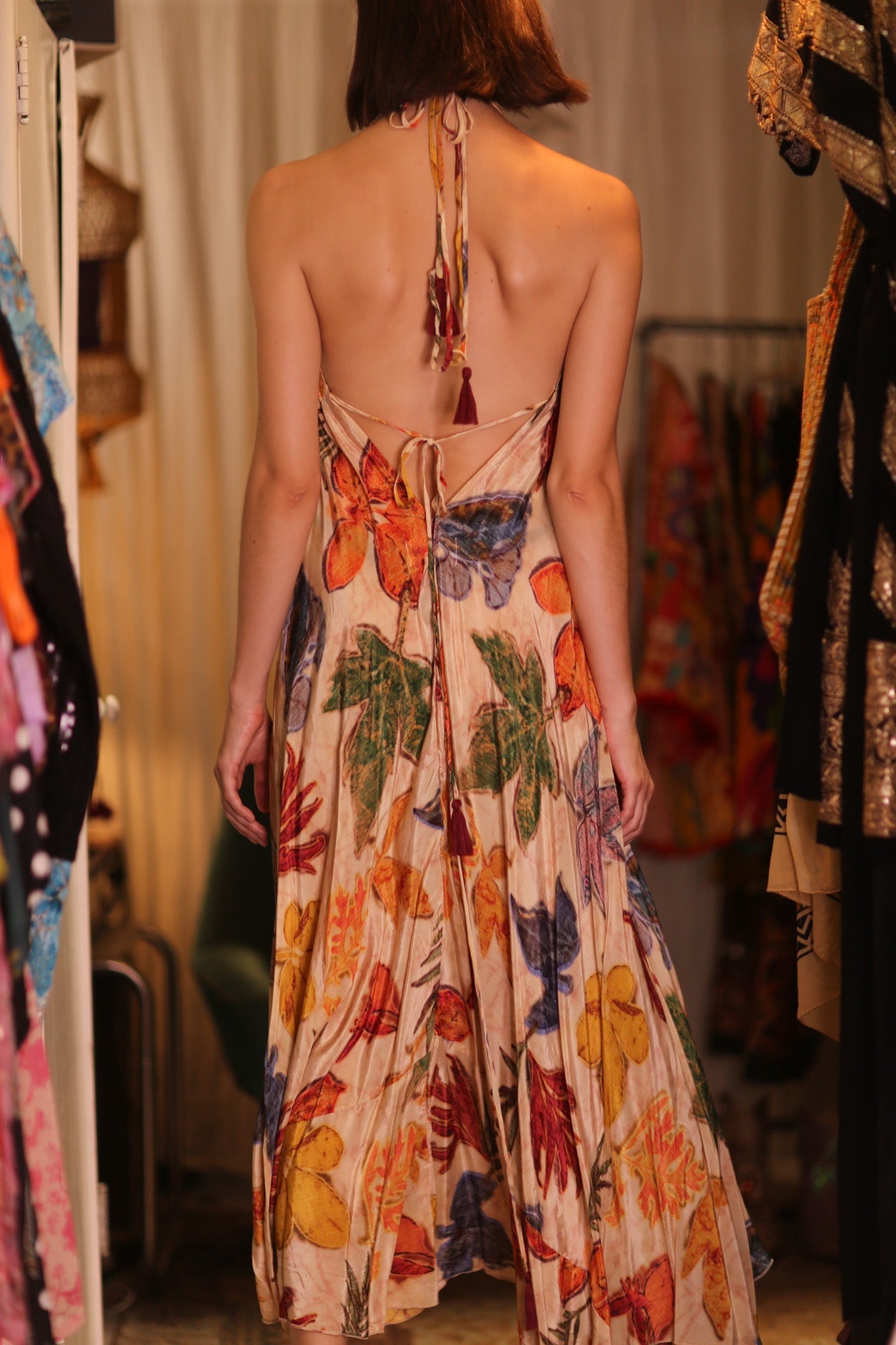 SILK DRESS HANNAH LEAF PRINT - MOMO STUDIO BERLIN - Berlin Concept Store - sustainable & ethical fashion