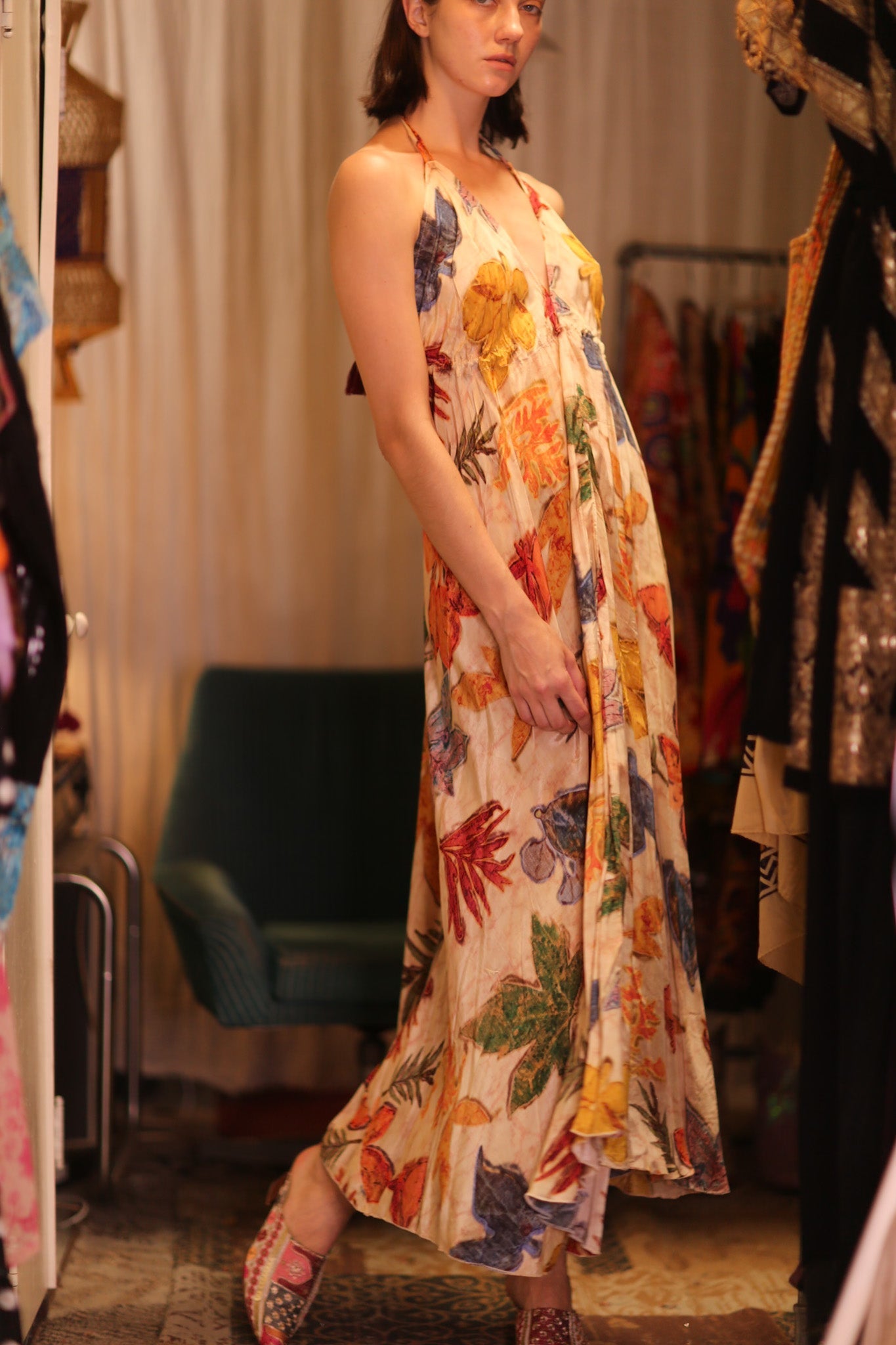 SILK DRESS HANNAH LEAF PRINT - MOMO STUDIO BERLIN - Berlin Concept Store - sustainable & ethical fashion