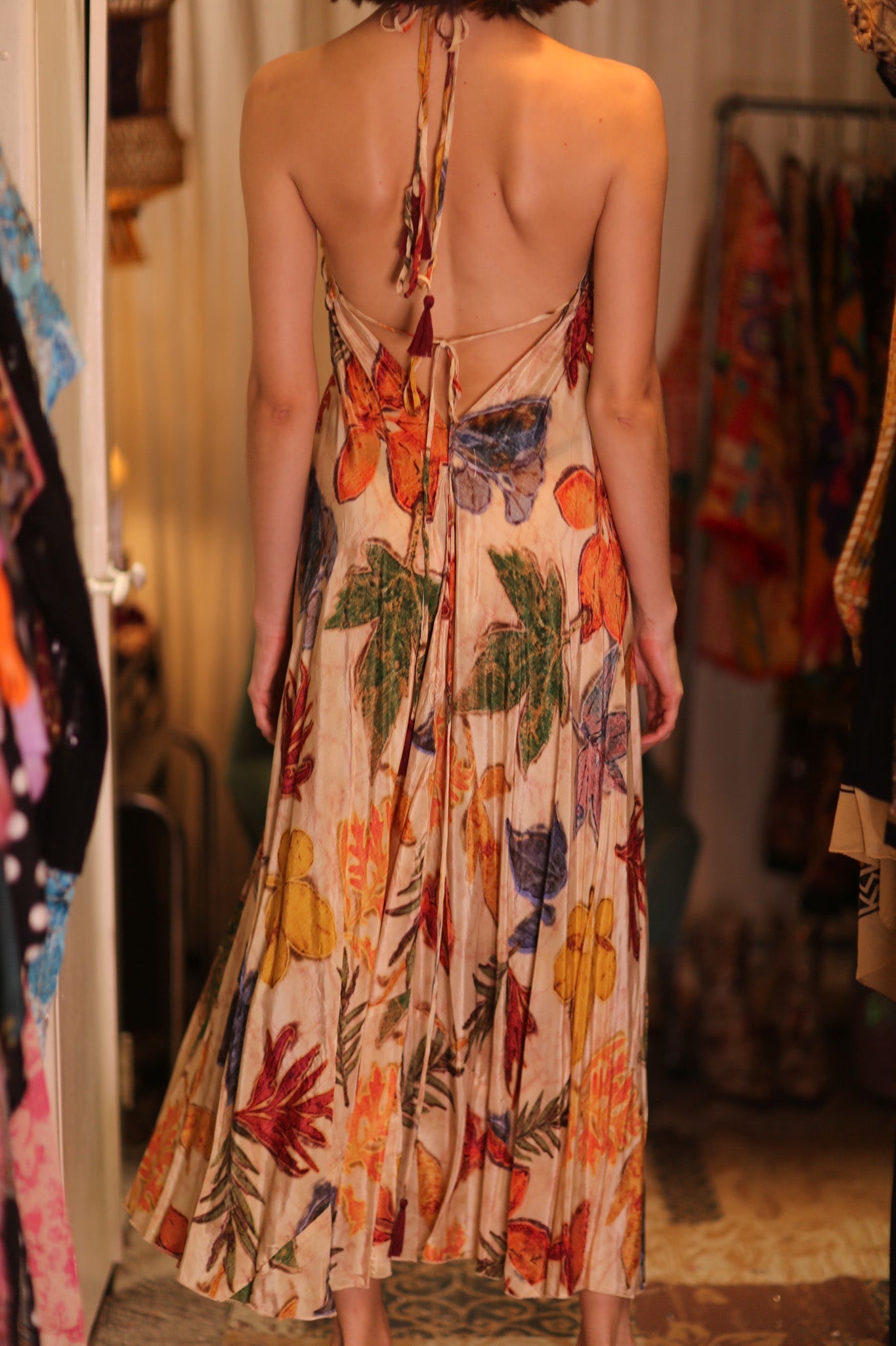 SILK DRESS HANNAH LEAF PRINT - MOMO STUDIO BERLIN - Berlin Concept Store - sustainable & ethical fashion
