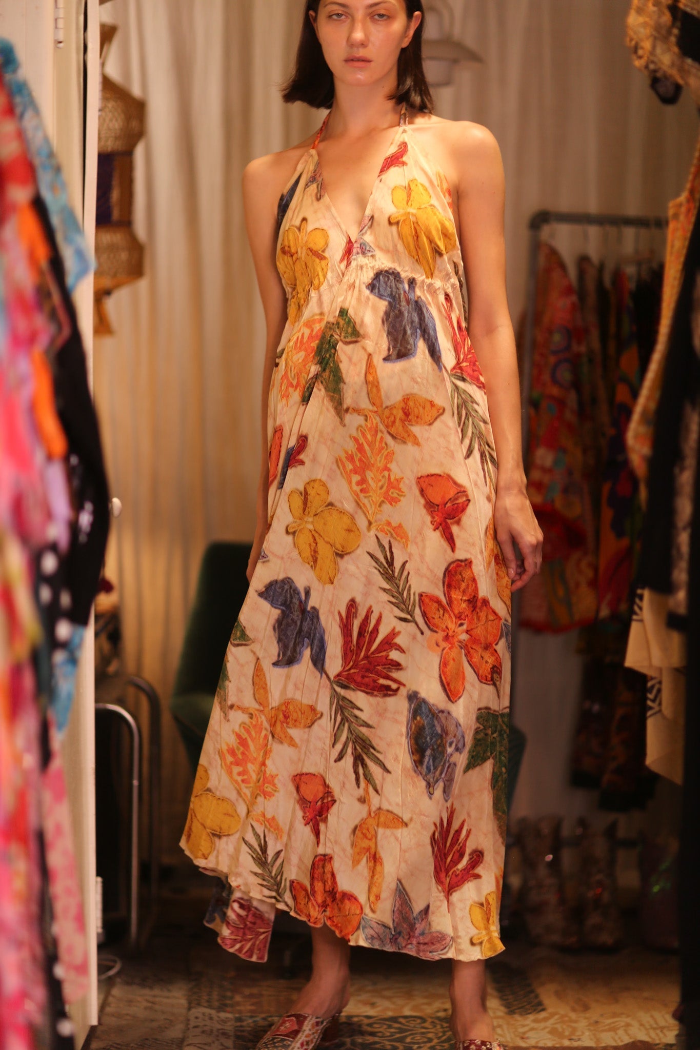 SILK DRESS HANNAH LEAF PRINT - MOMO STUDIO BERLIN - Berlin Concept Store - sustainable & ethical fashion