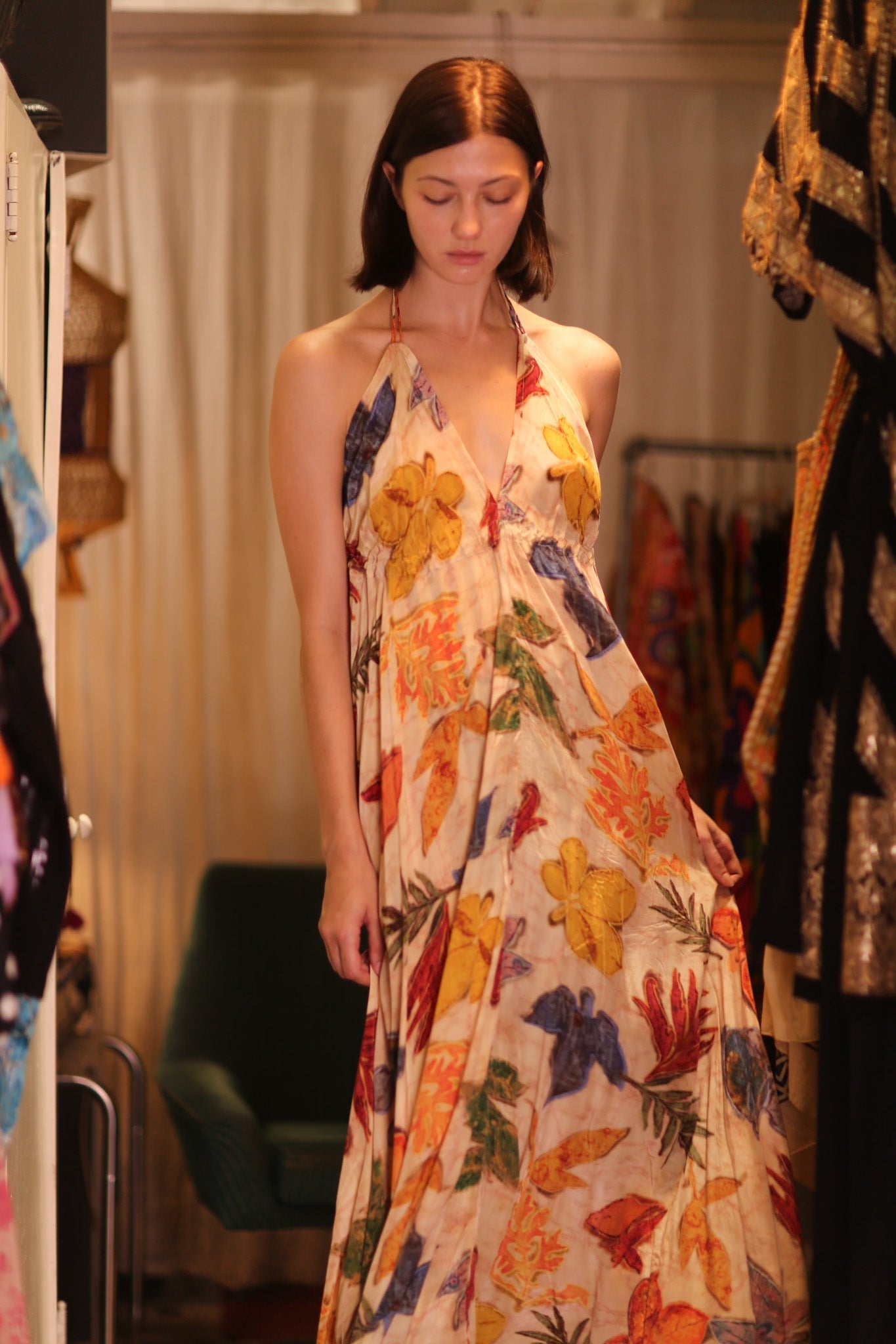 SILK DRESS HANNAH LEAF PRINT - MOMO STUDIO BERLIN - Berlin Concept Store - sustainable & ethical fashion