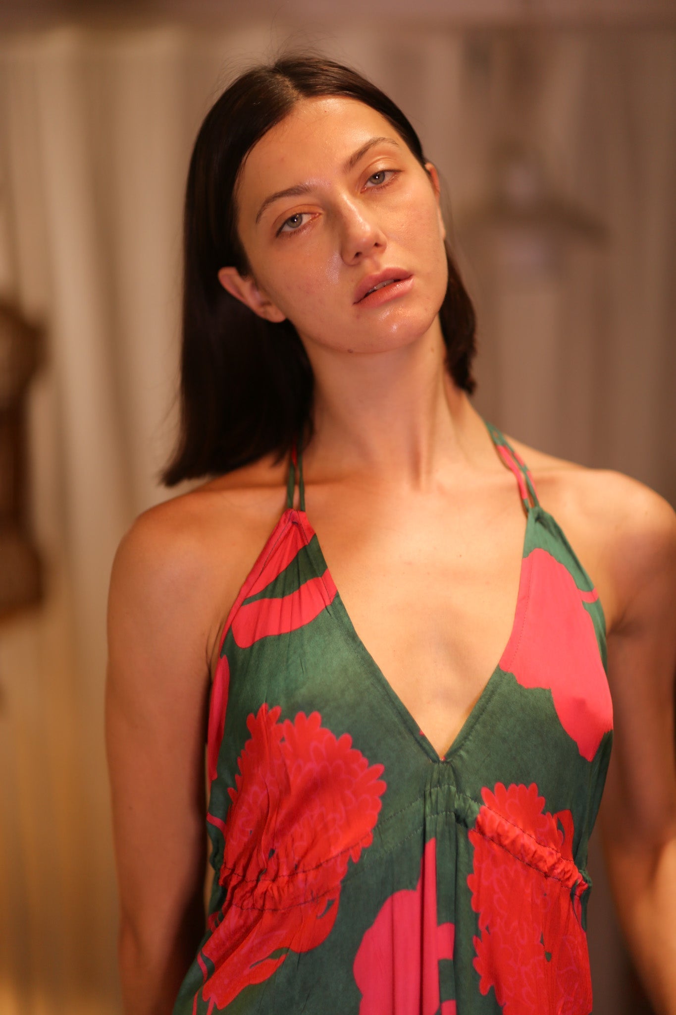 SILK DRESS HANNAH PINK GREEN TROPIC - MOMO STUDIO BERLIN - Berlin Concept Store - sustainable & ethical fashion