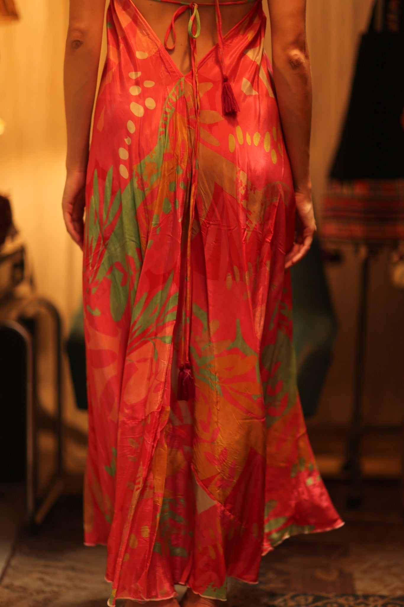 SILK DRESS HANNAH PINK JUNGLE - MOMO STUDIO BERLIN - Berlin Concept Store - sustainable & ethical fashion