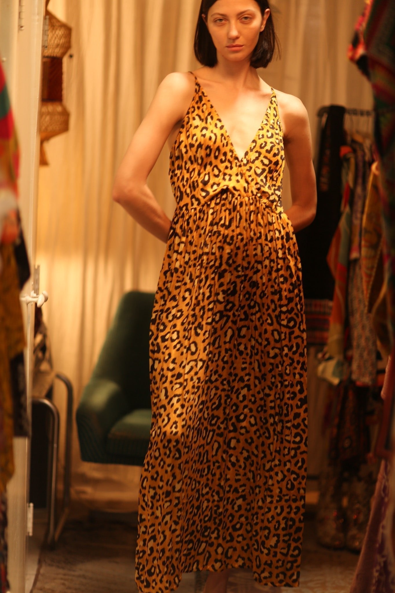 SILK DRESS LILY LEO PRINT DARK - MOMO STUDIO BERLIN - Berlin Concept Store - sustainable & ethical fashion