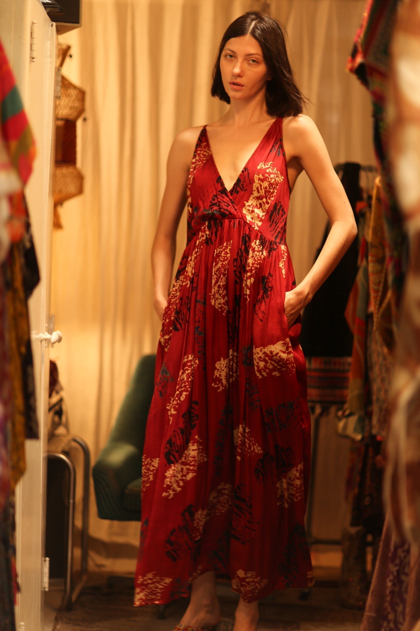 SILK DRESS LILY RED PAINTERS EDIT - MOMO STUDIO BERLIN - Berlin Concept Store - sustainable & ethical fashion