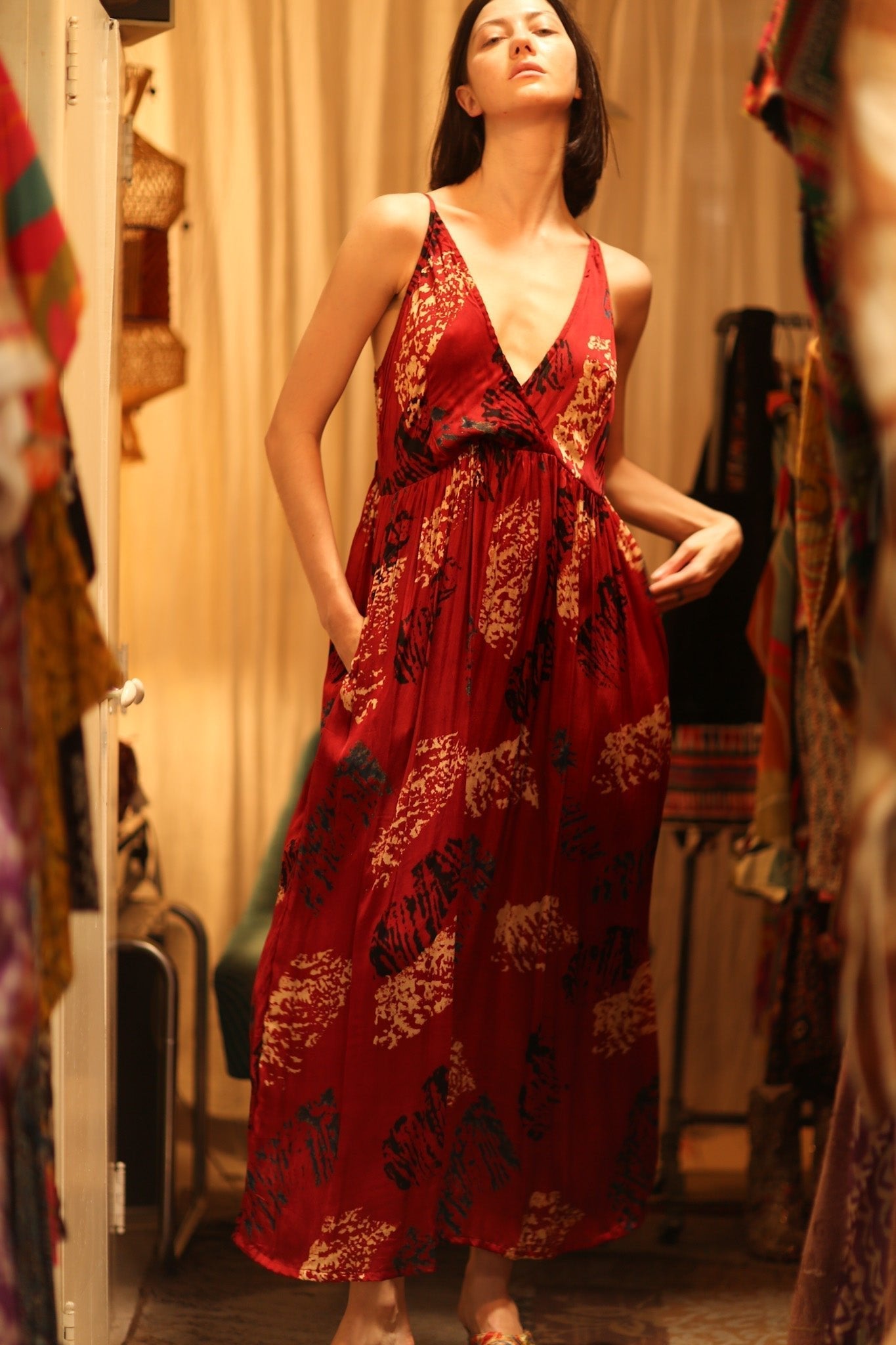 SILK DRESS LILY RED PAINTERS EDIT - MOMO STUDIO BERLIN - Berlin Concept Store - sustainable & ethical fashion