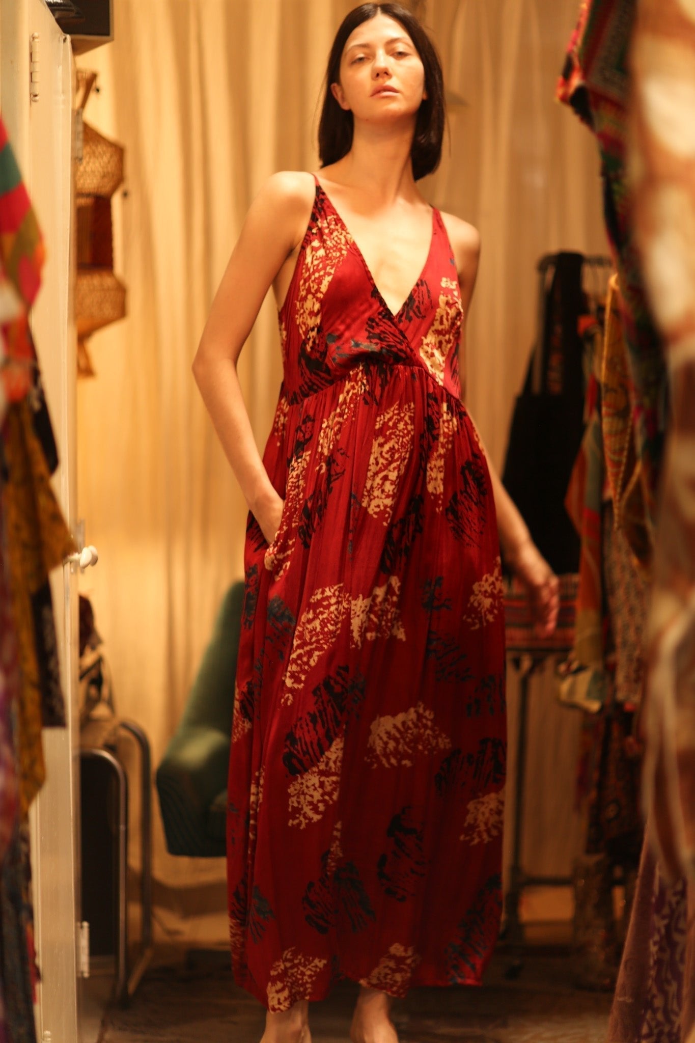 SILK DRESS LILY RED PAINTERS EDIT - MOMO STUDIO BERLIN - Berlin Concept Store - sustainable & ethical fashion