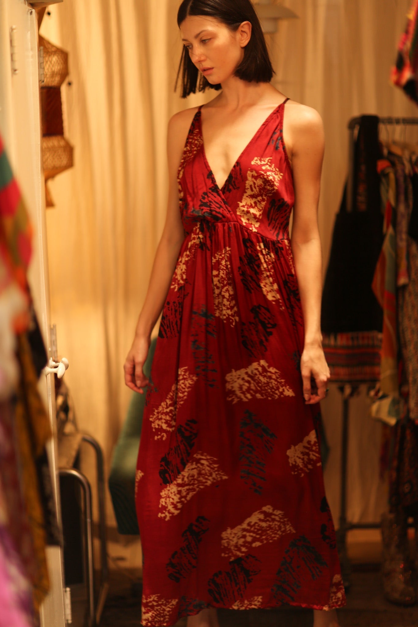 SILK DRESS LILY RED PAINTERS EDIT - MOMO STUDIO BERLIN - Berlin Concept Store - sustainable & ethical fashion
