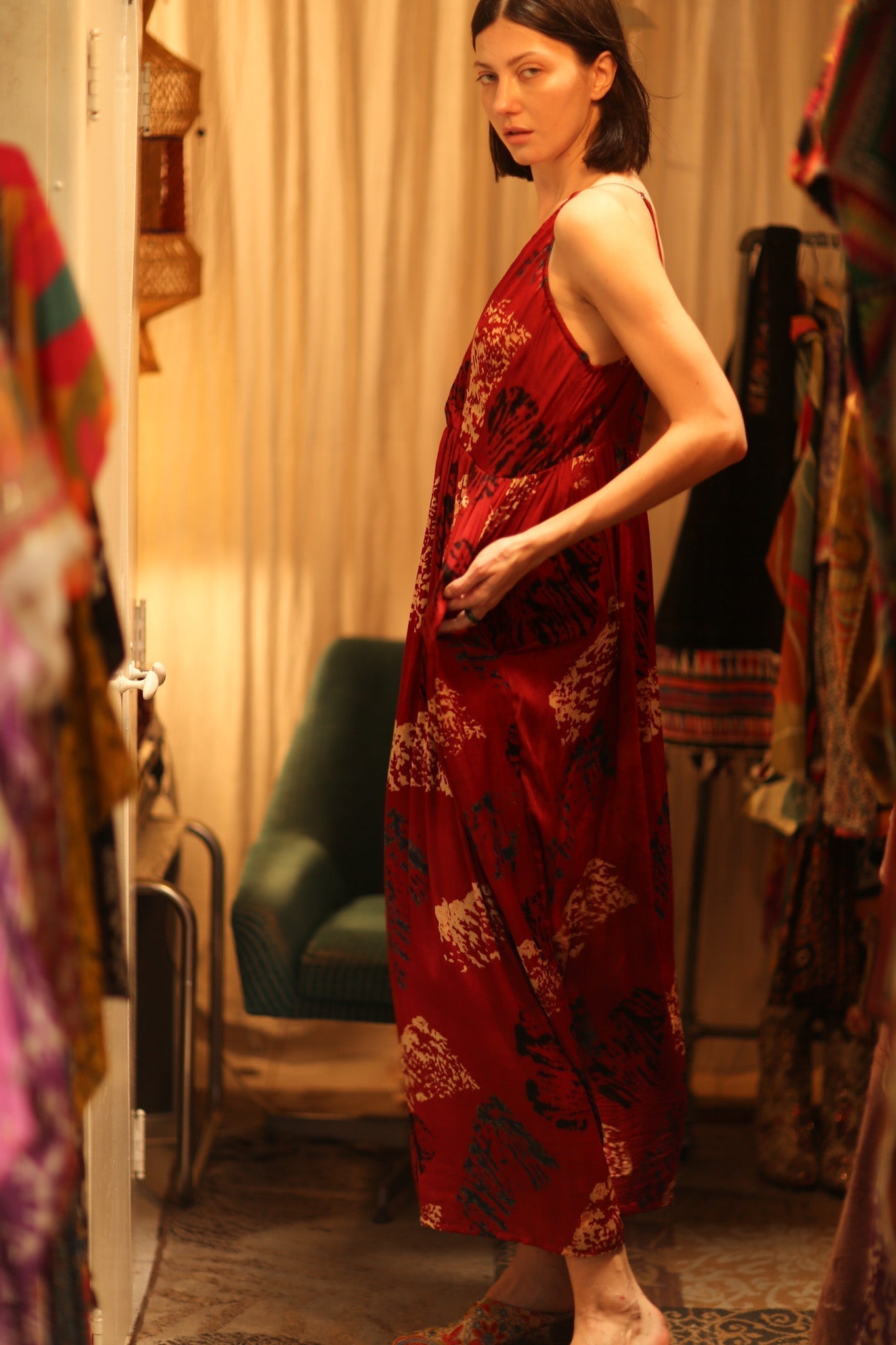 SILK DRESS LILY RED PAINTERS EDIT - MOMO STUDIO BERLIN - Berlin Concept Store - sustainable & ethical fashion
