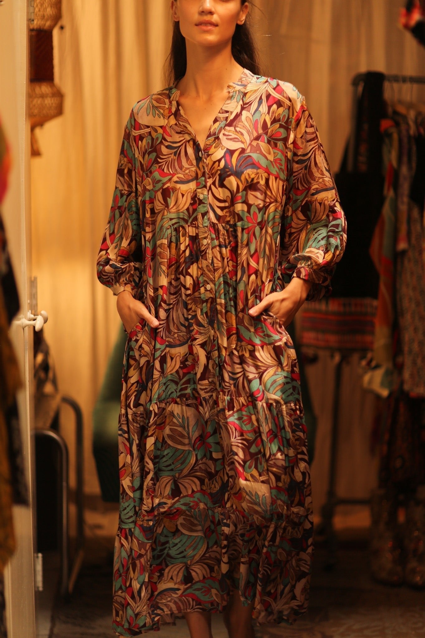 SILK DRESS SUSIE BROWN JUNGLE FEVER - MOMO STUDIO BERLIN - Berlin Concept Store - sustainable & ethical fashion