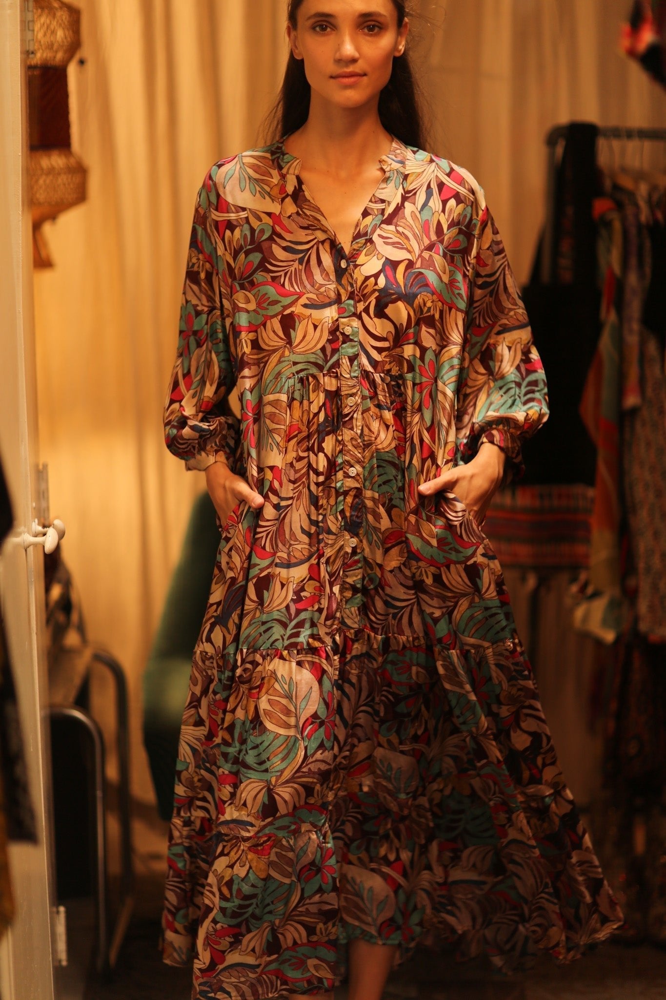 SILK DRESS SUSIE BROWN JUNGLE FEVER - MOMO STUDIO BERLIN - Berlin Concept Store - sustainable & ethical fashion