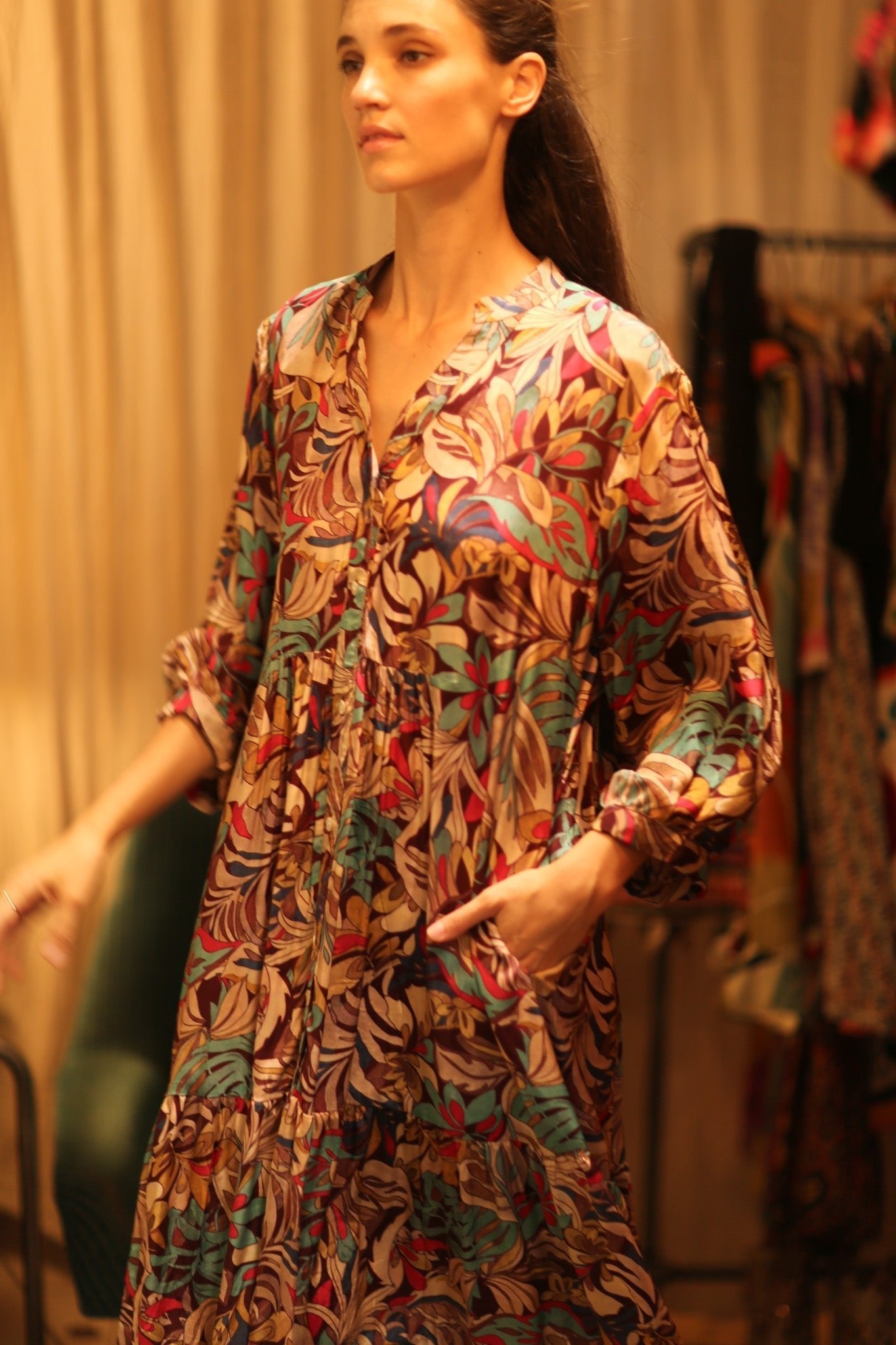 SILK DRESS SUSIE BROWN JUNGLE FEVER - MOMO STUDIO BERLIN - Berlin Concept Store - sustainable & ethical fashion