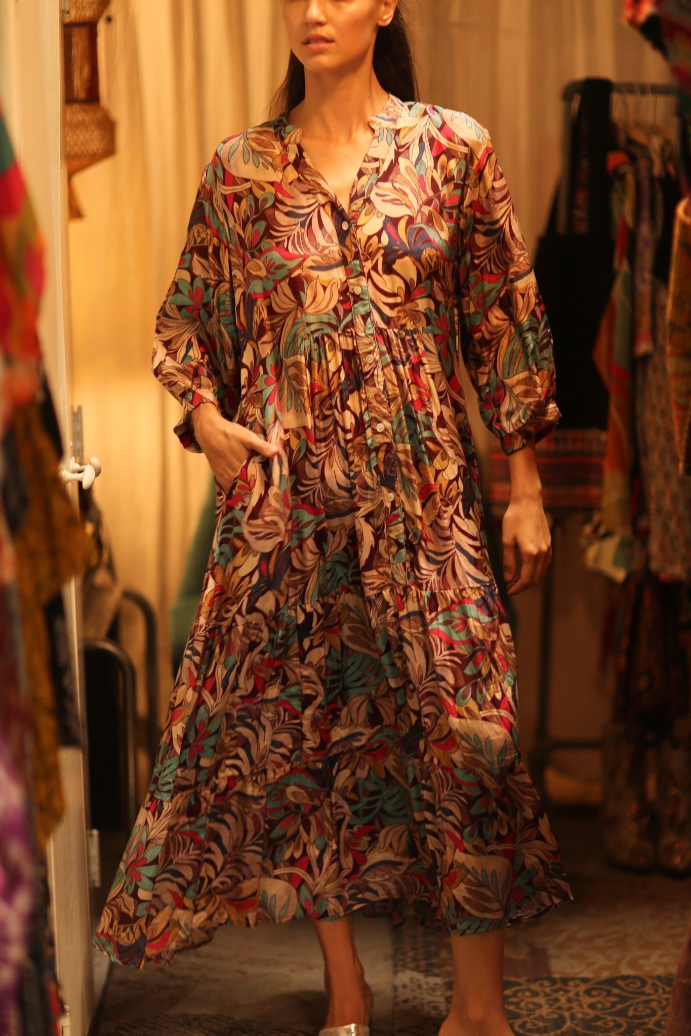 SILK DRESS SUSIE BROWN JUNGLE FEVER - MOMO STUDIO BERLIN - Berlin Concept Store - sustainable & ethical fashion