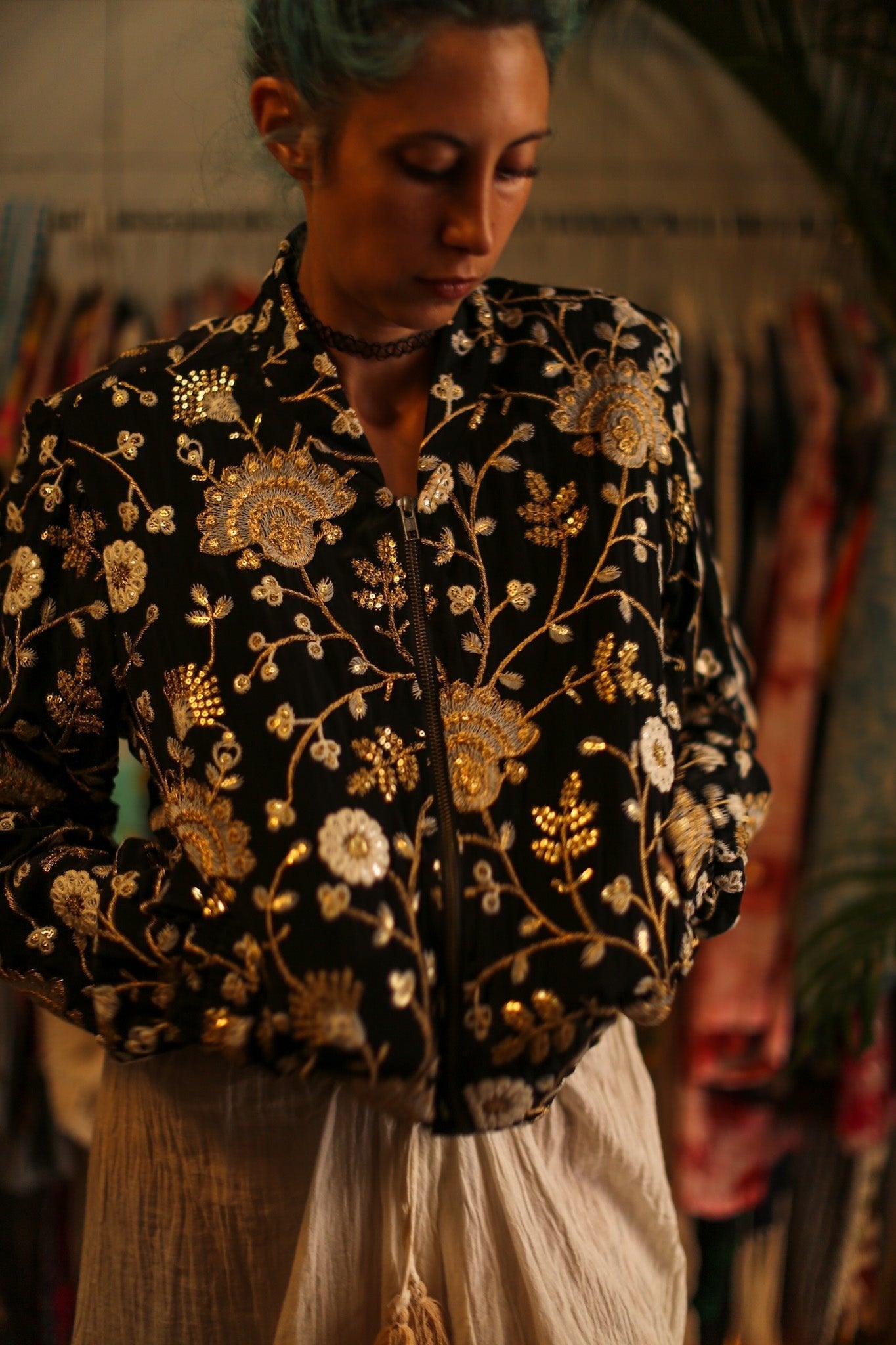 SILK EMBROIDERED BOMBER JACKET LISA - MOMO STUDIO BERLIN - Berlin Concept Store - sustainable & ethical fashion