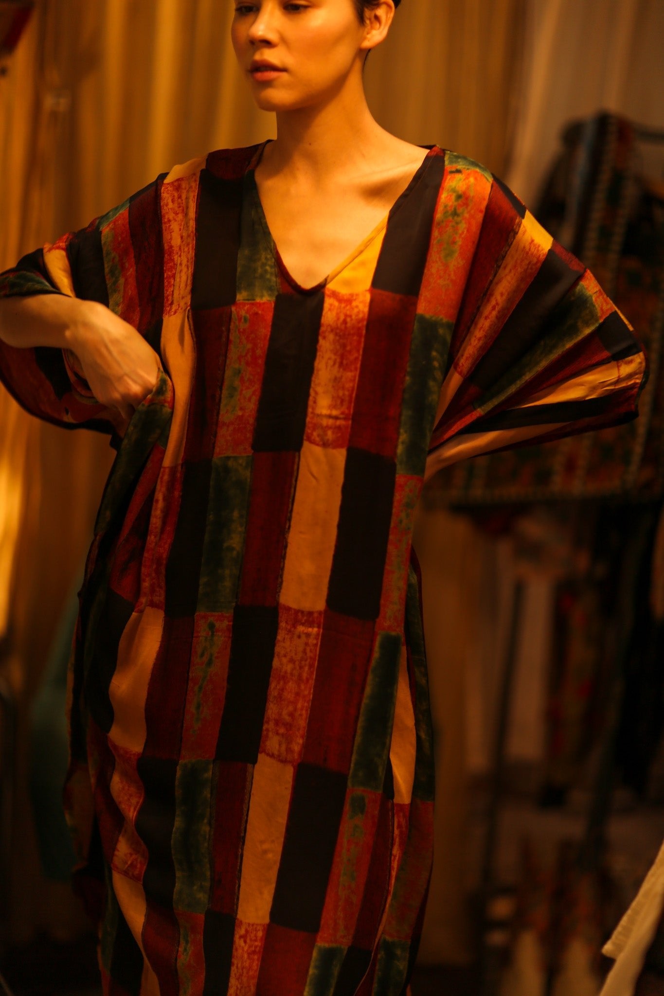 SILK HAND BLOCK PRINT KAFTAN KLARA - MOMO STUDIO BERLIN - Berlin Concept Store - sustainable & ethical fashion