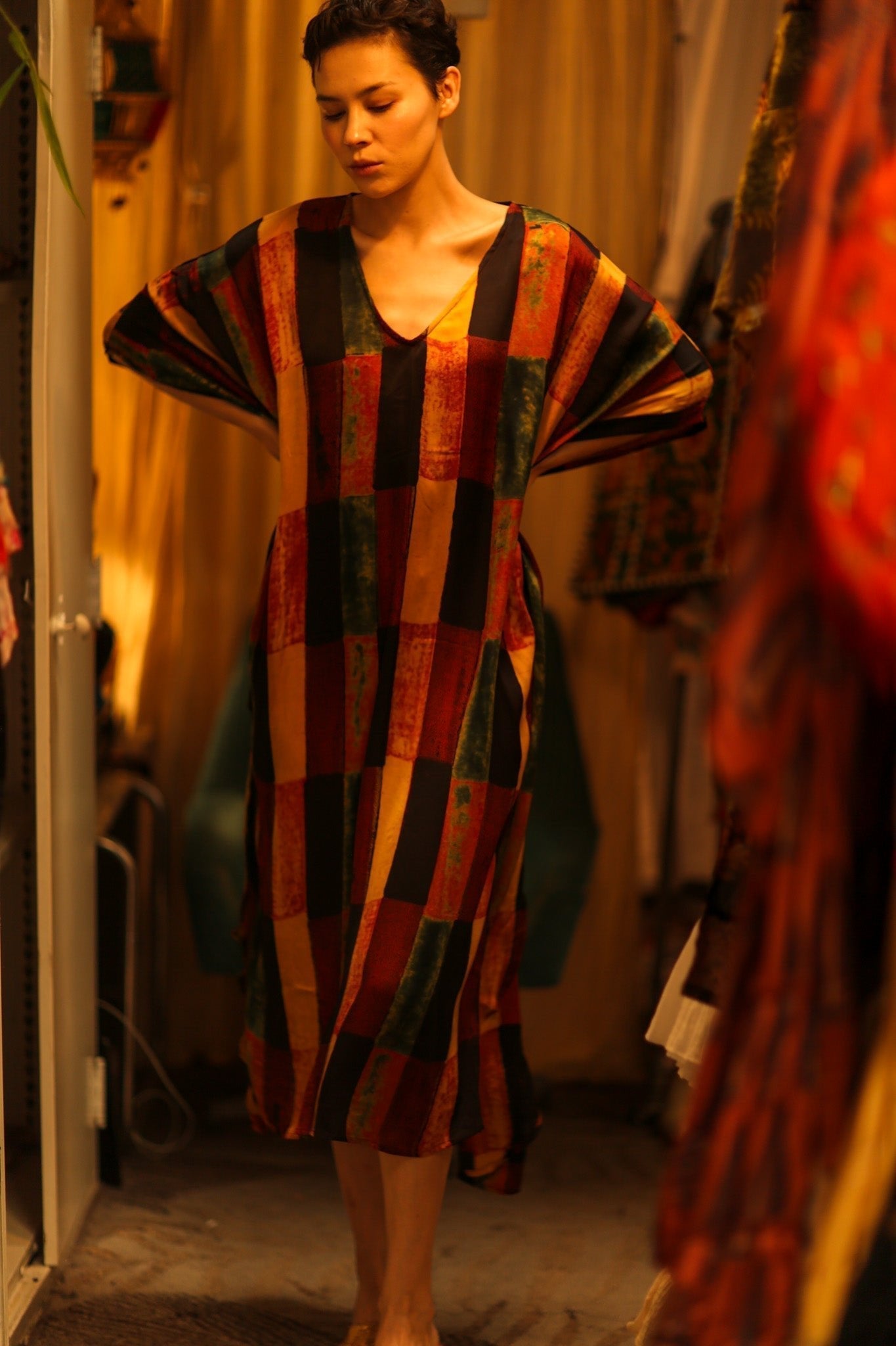 SILK HAND BLOCK PRINT KAFTAN KLARA - MOMO STUDIO BERLIN - Berlin Concept Store - sustainable & ethical fashion