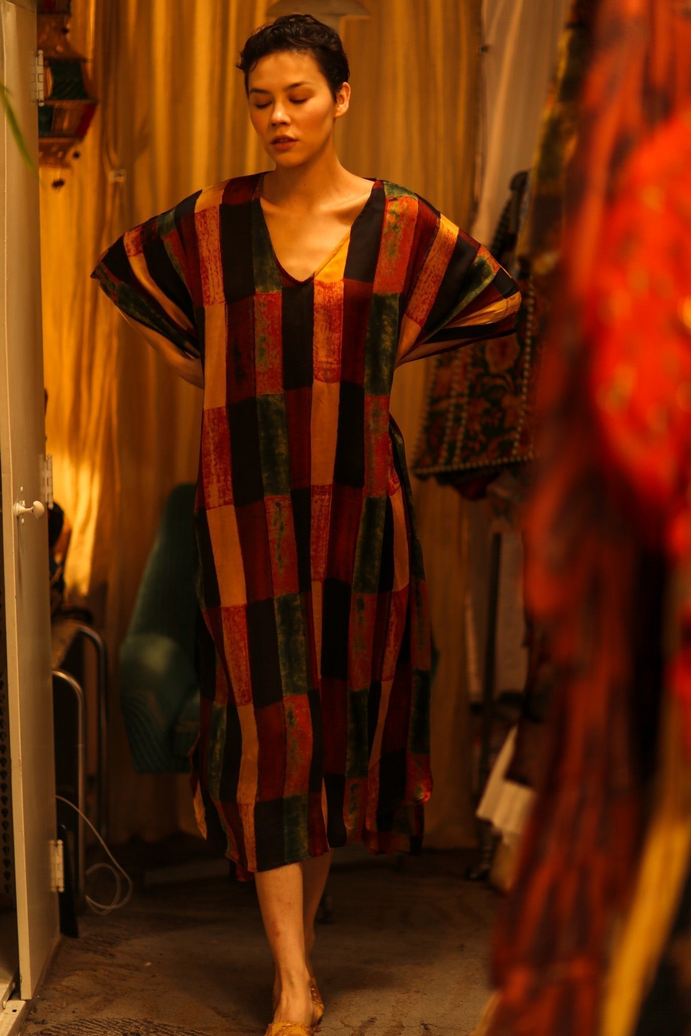 SILK HAND BLOCK PRINT KAFTAN KLARA - MOMO STUDIO BERLIN - Berlin Concept Store - sustainable & ethical fashion