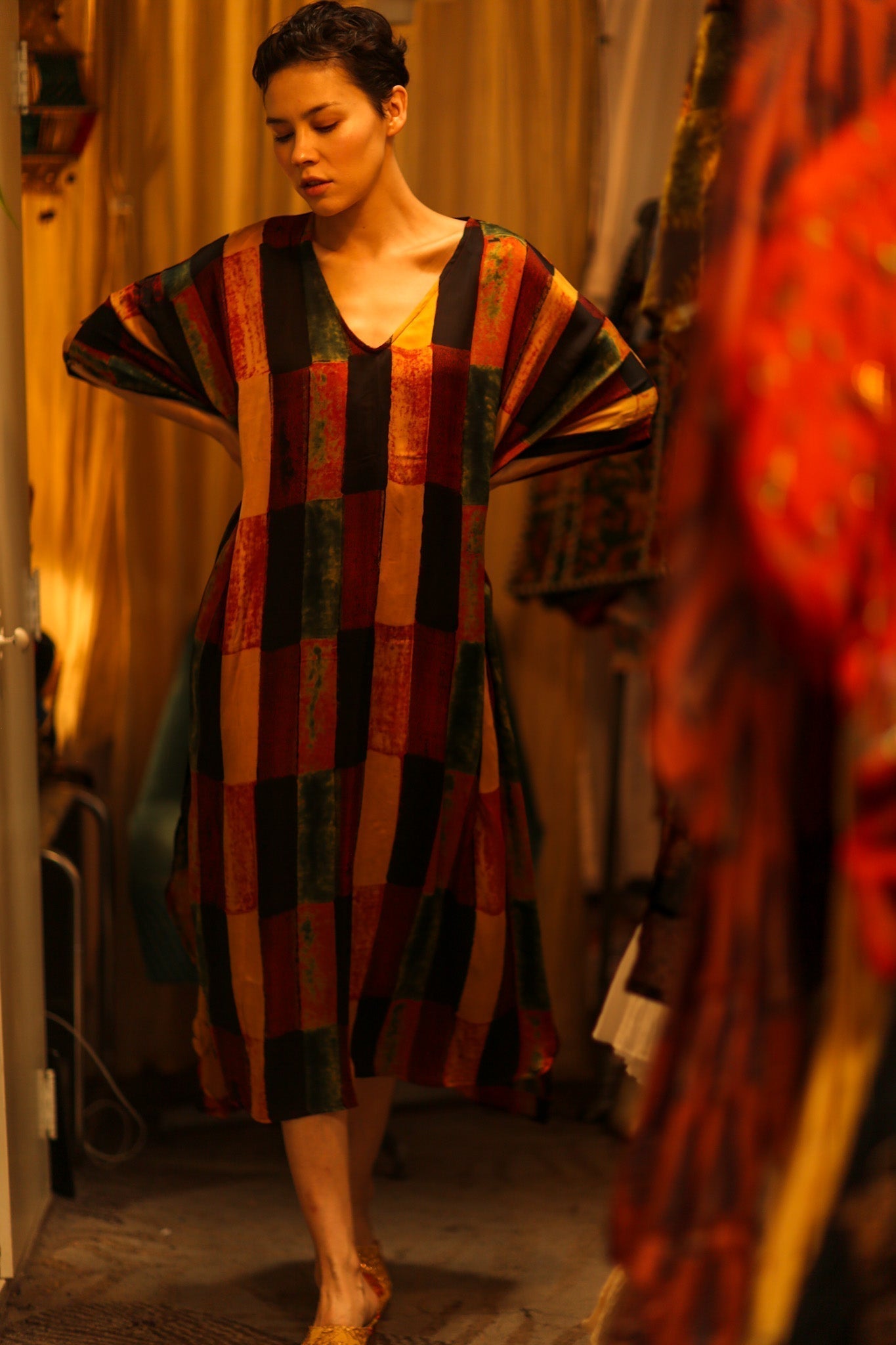 SILK HAND BLOCK PRINT KAFTAN KLARA - MOMO STUDIO BERLIN - Berlin Concept Store - sustainable & ethical fashion