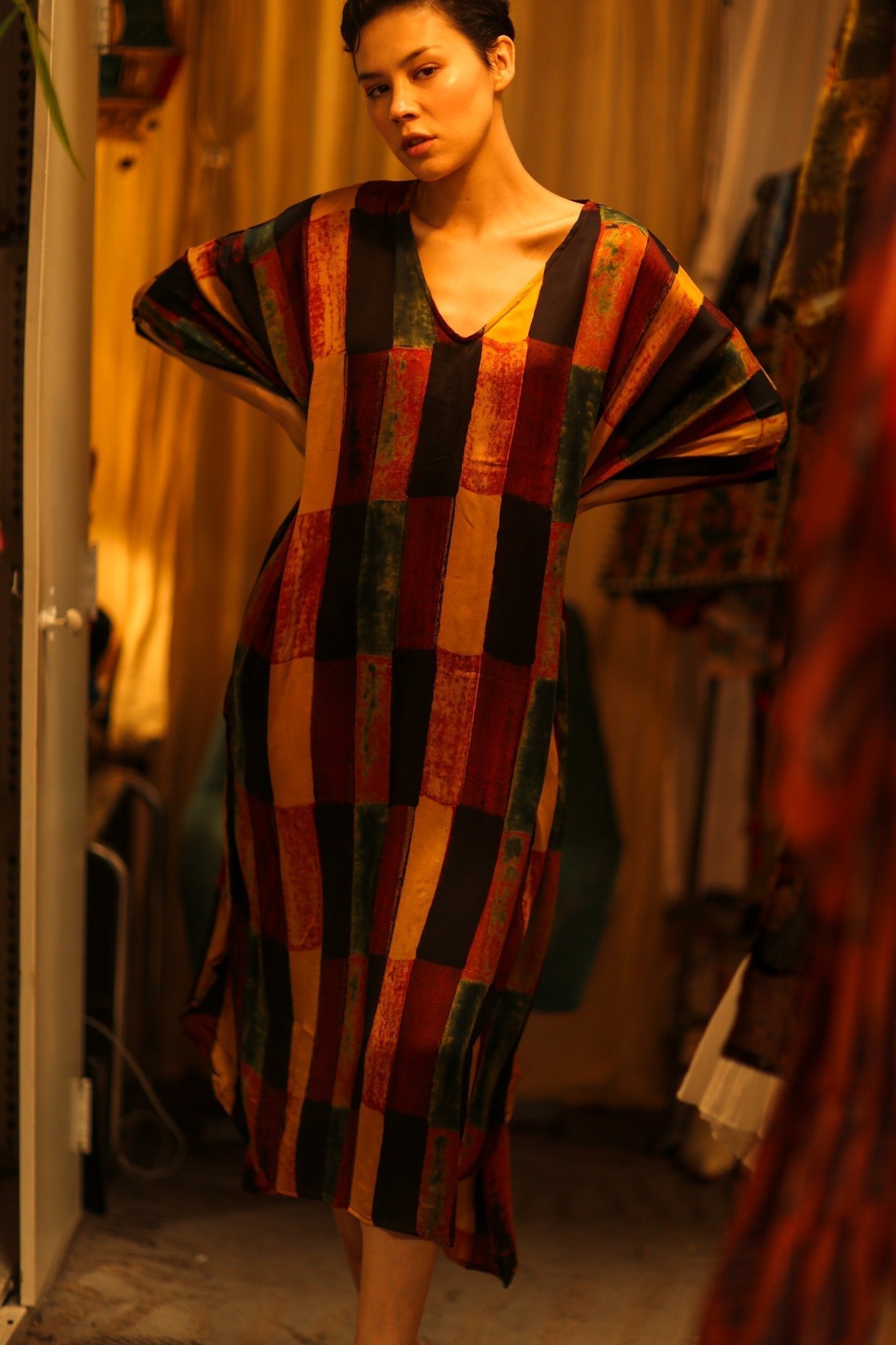SILK HAND BLOCK PRINT KAFTAN KLARA - MOMO STUDIO BERLIN - Berlin Concept Store - sustainable & ethical fashion