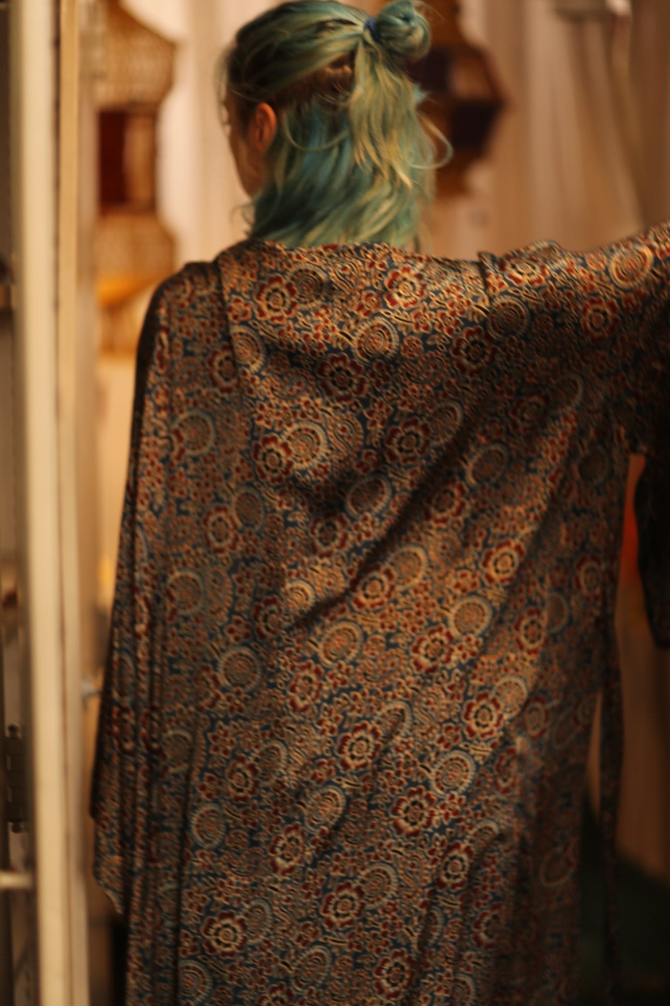 SILK HAND BLOCK PRINT KIMONO PINA BLUE LAGOOON - MOMO STUDIO BERLIN - Berlin Concept Store - sustainable & ethical fashion