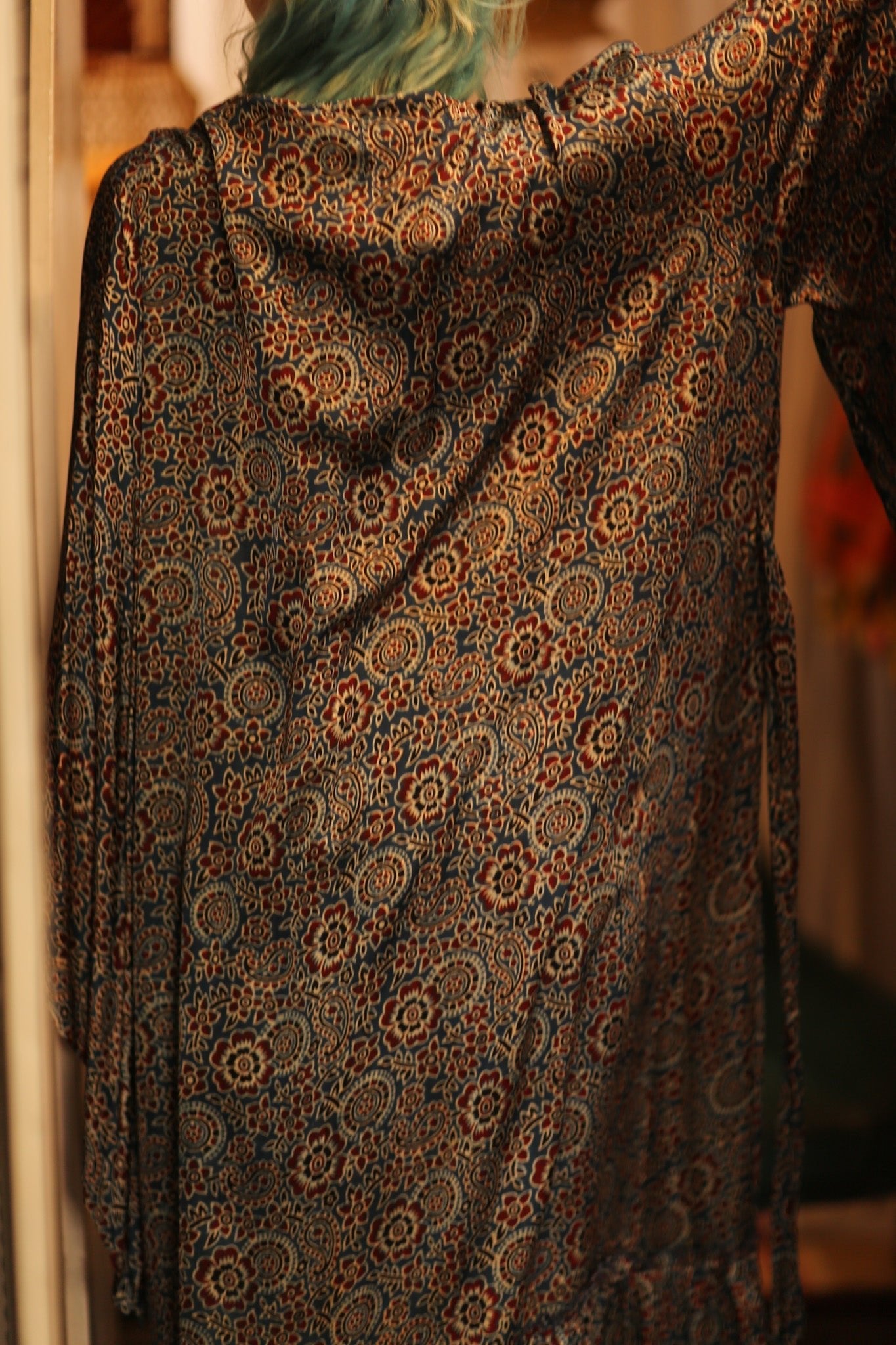 SILK HAND BLOCK PRINT KIMONO PINA BLUE LAGOOON - MOMO STUDIO BERLIN - Berlin Concept Store - sustainable & ethical fashion